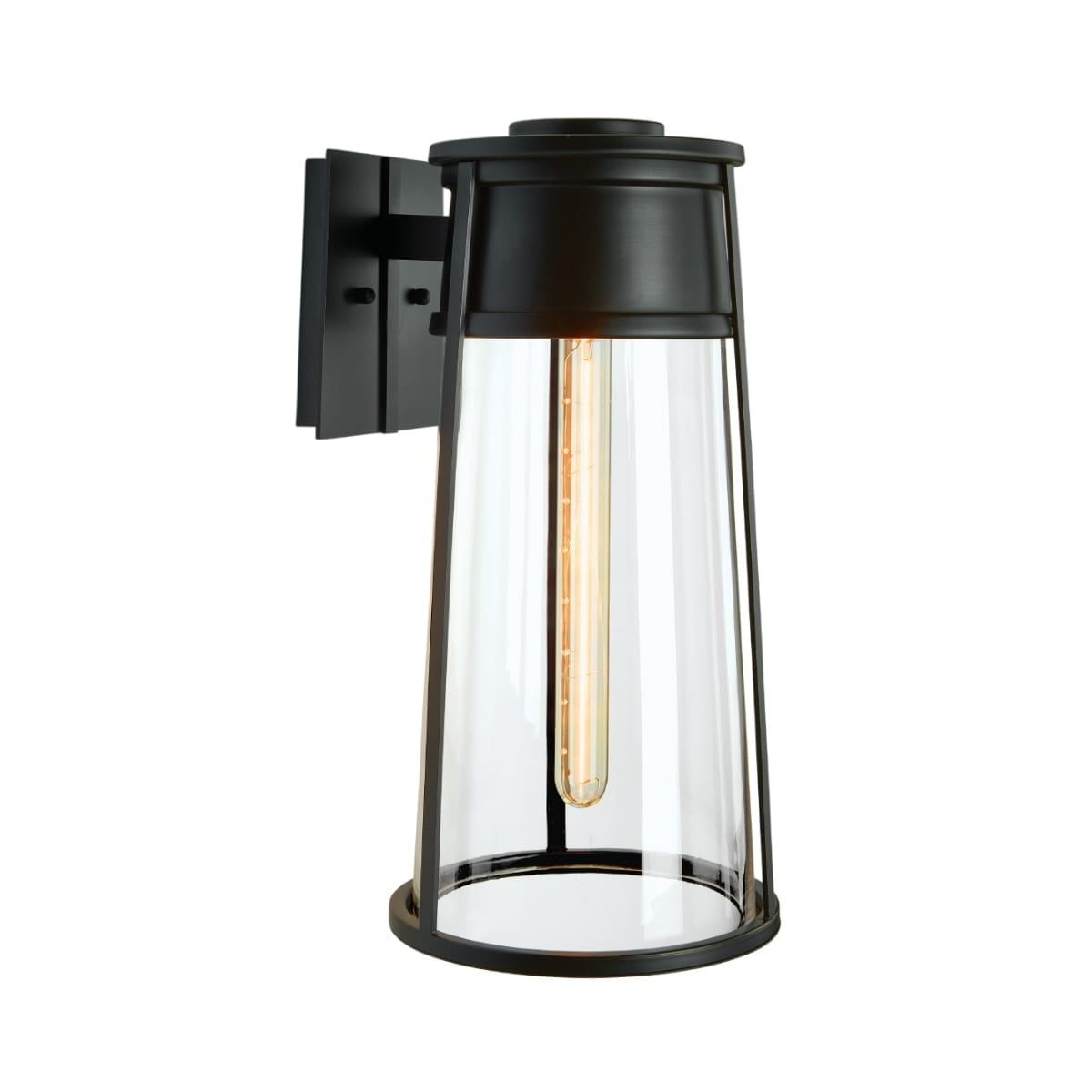 Matte Black Brass Cone Outdoor Wall Sconce 12.75"