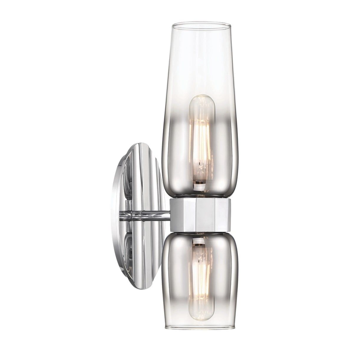 Norwell Flame Chrome Cylinder Outdoor Wall Sconce, 14" Dimmable