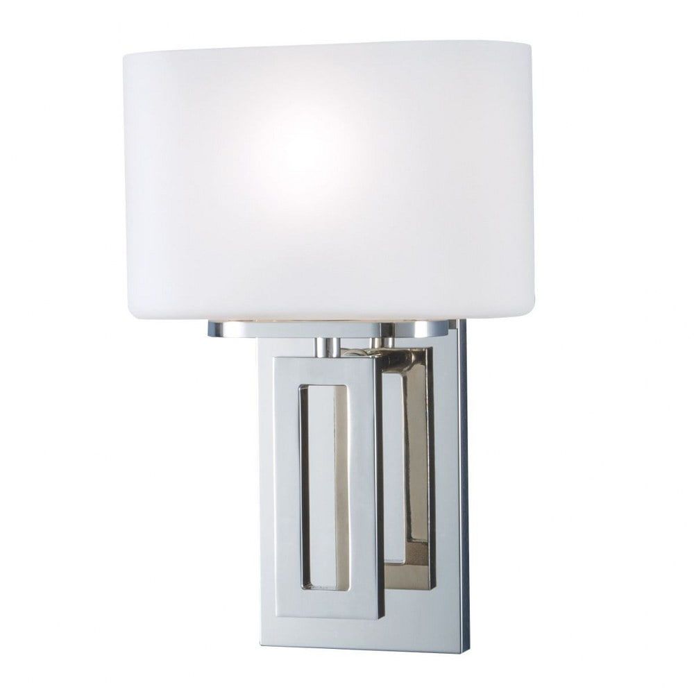 Polished Nickel Geometric Wall Sconce with Opal Shade