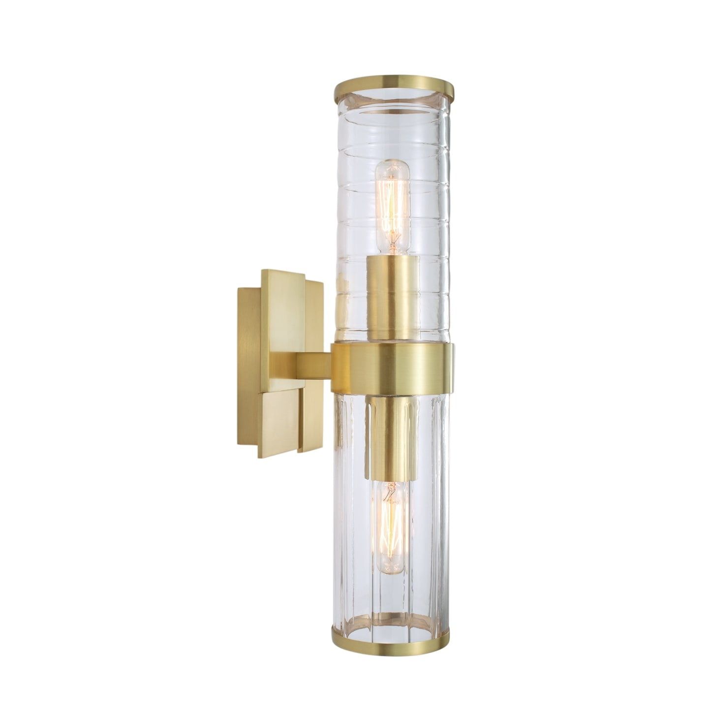 Satin Brass Cylinder Sconce with Energy Star Rating