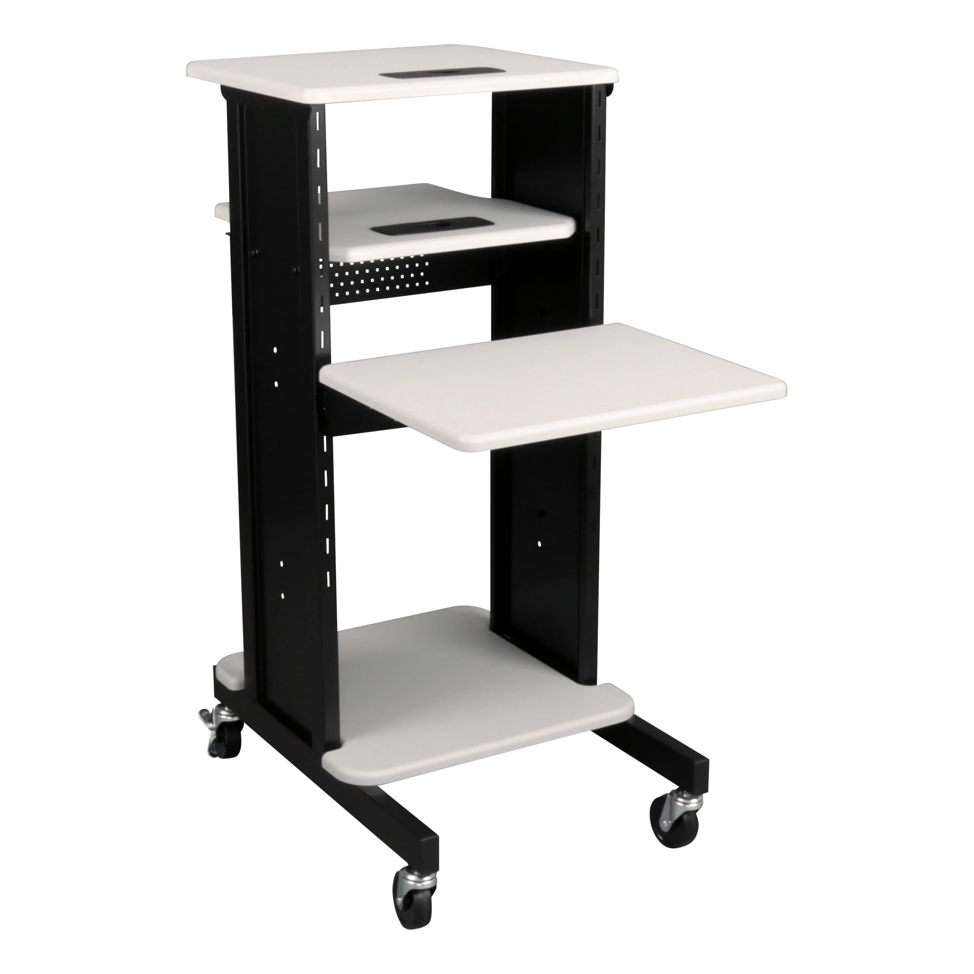 Adjustable Black and White Alloy Steel Laptop Caddy Cart