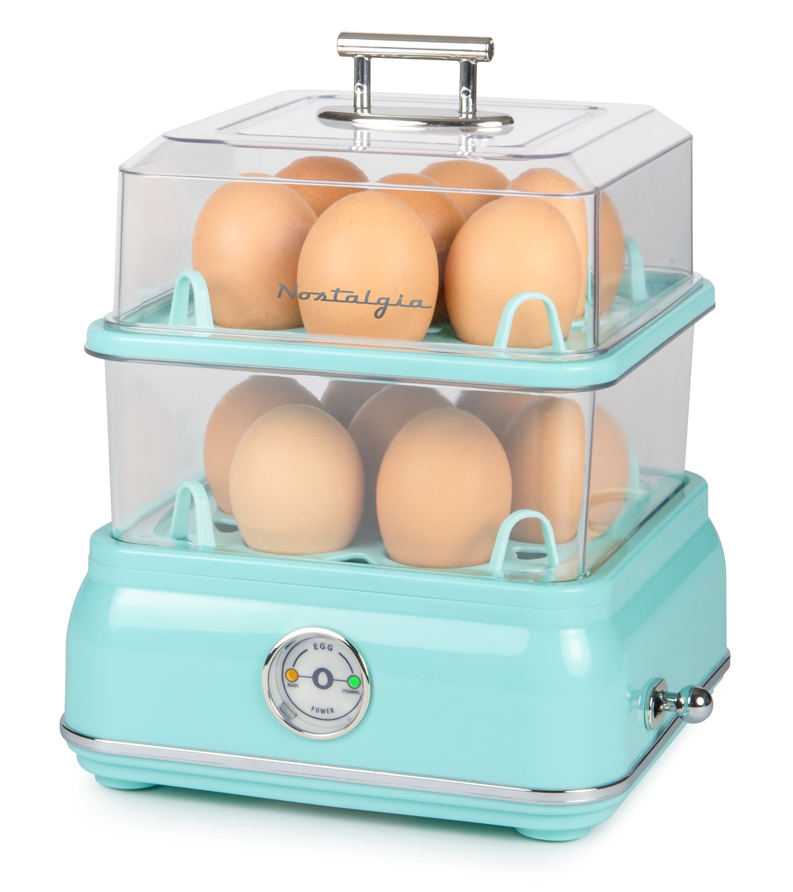 Aqua Retro 14-Capacity Electric Egg Cooker with Cool-Touch Handles