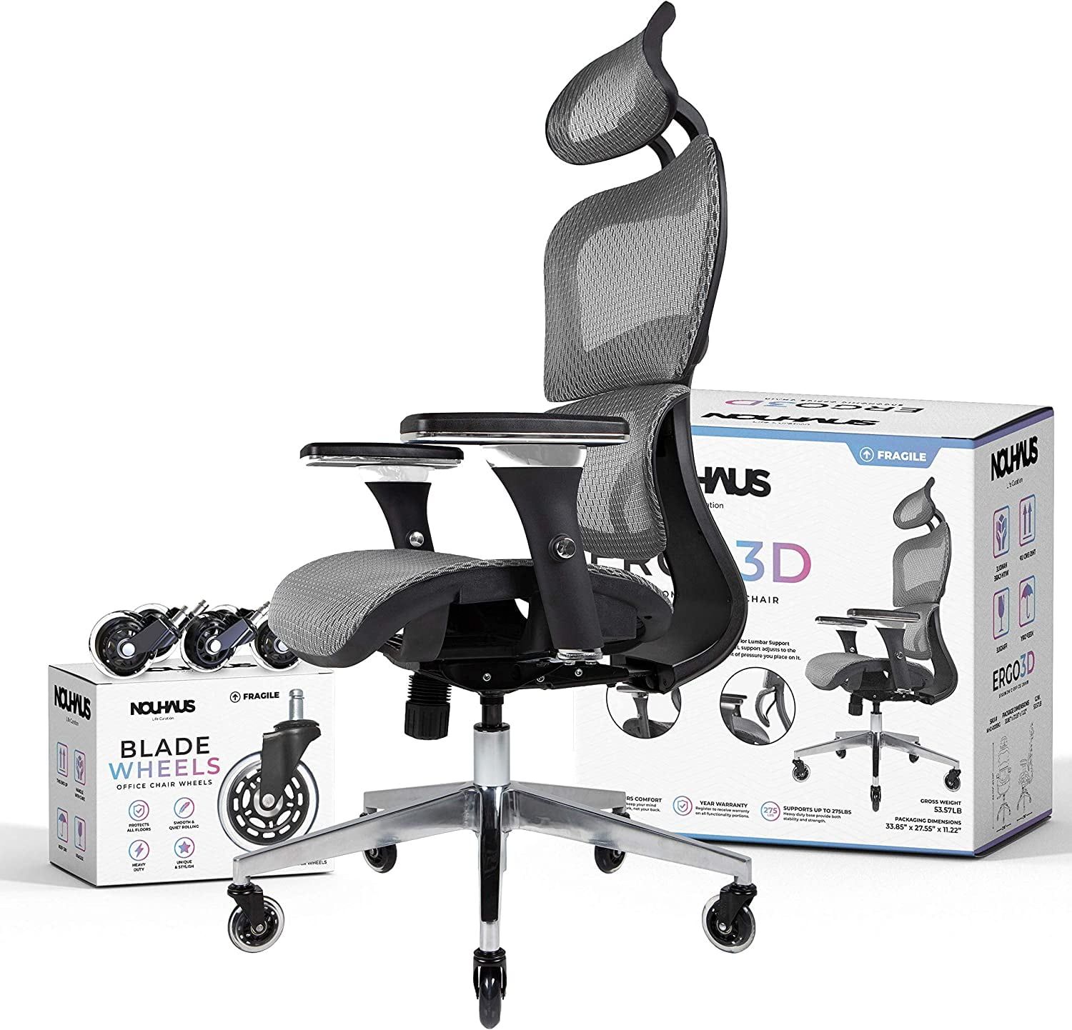 Ergo3D Silver Grey Mesh High Back Ergonomic Office Chair