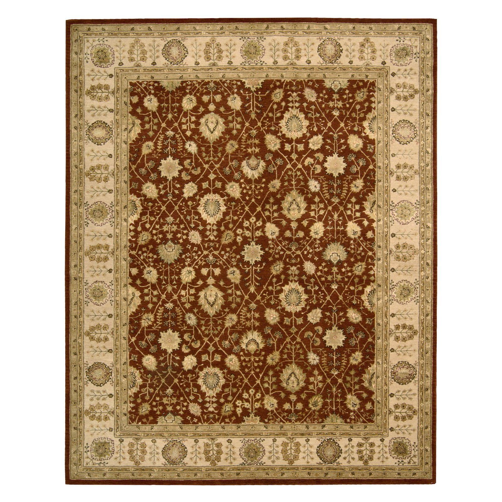 Elegant Rust & Gold Traditional Hand-Tufted Wool and Silk Runner Rug