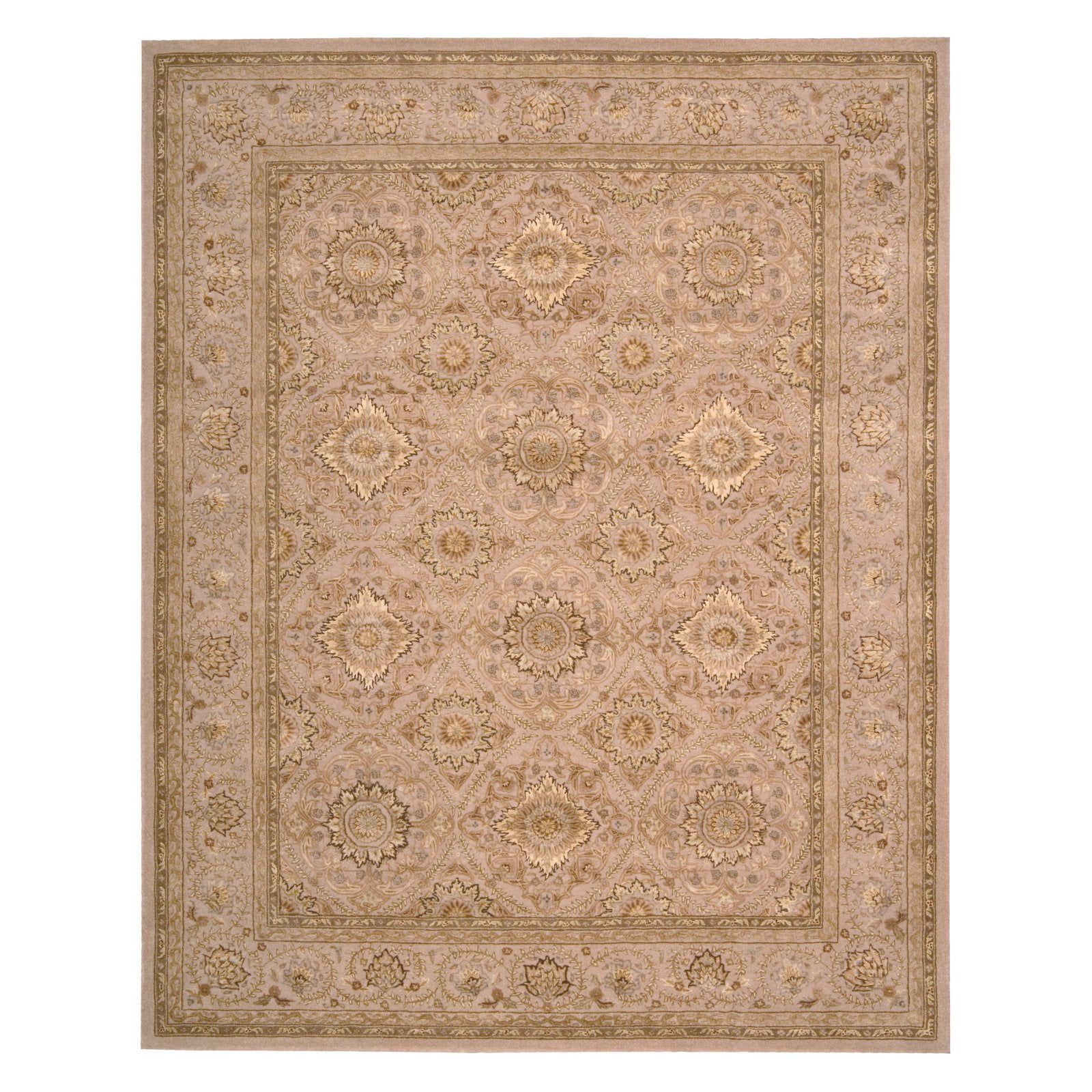 Ivory Elegance Hand-Tufted Wool Runner Rug, Traditional Design