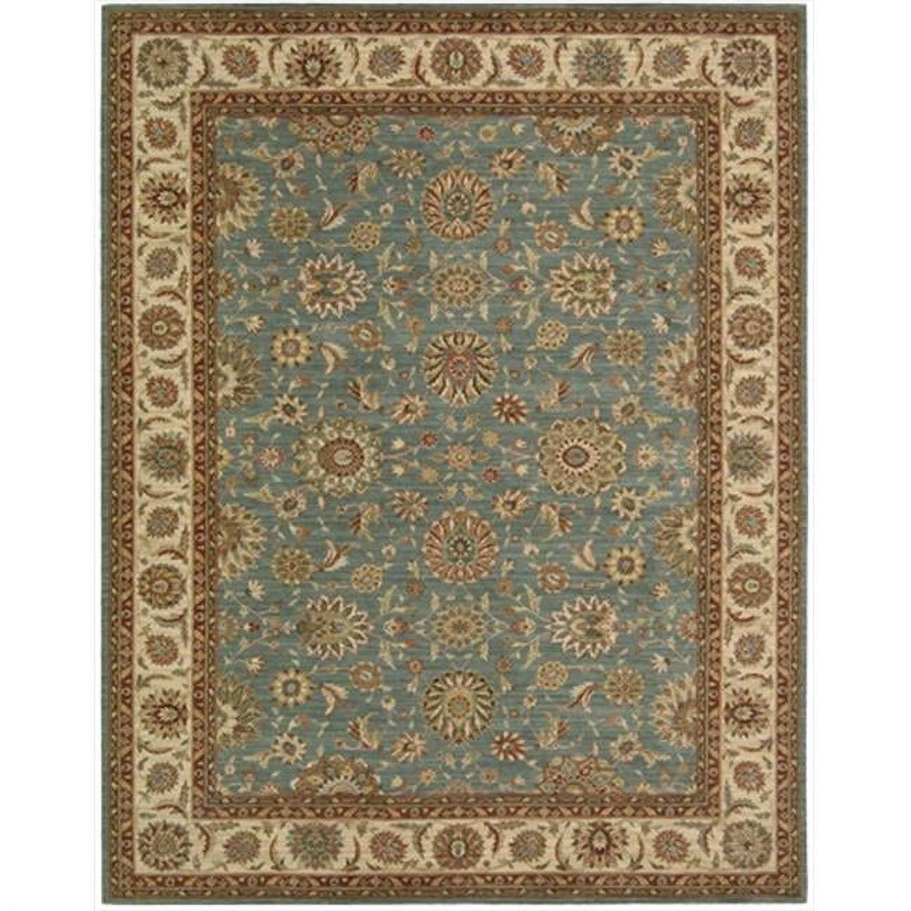 Aqua Floral Motif Traditional Wool Area Rug 2'6" x 4'3"