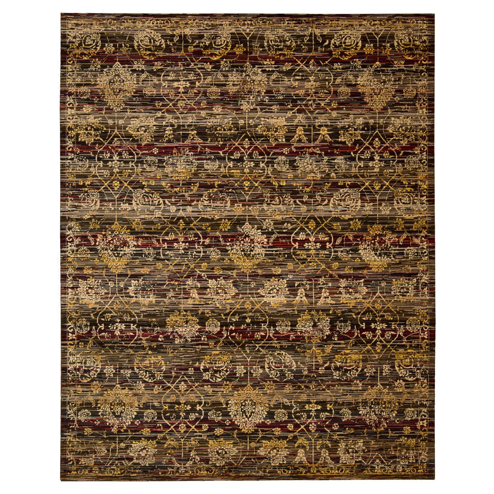 Ebony Elegance 7'9" x 9'9" Wool Blend Rectangular Area Rug