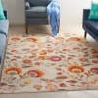 Ivory Multicolor Floral 5' x 7' Synthetic Area Rug