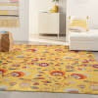 Boho Jewel Tones Floral 9' x 12' Yellow Synthetic Rug