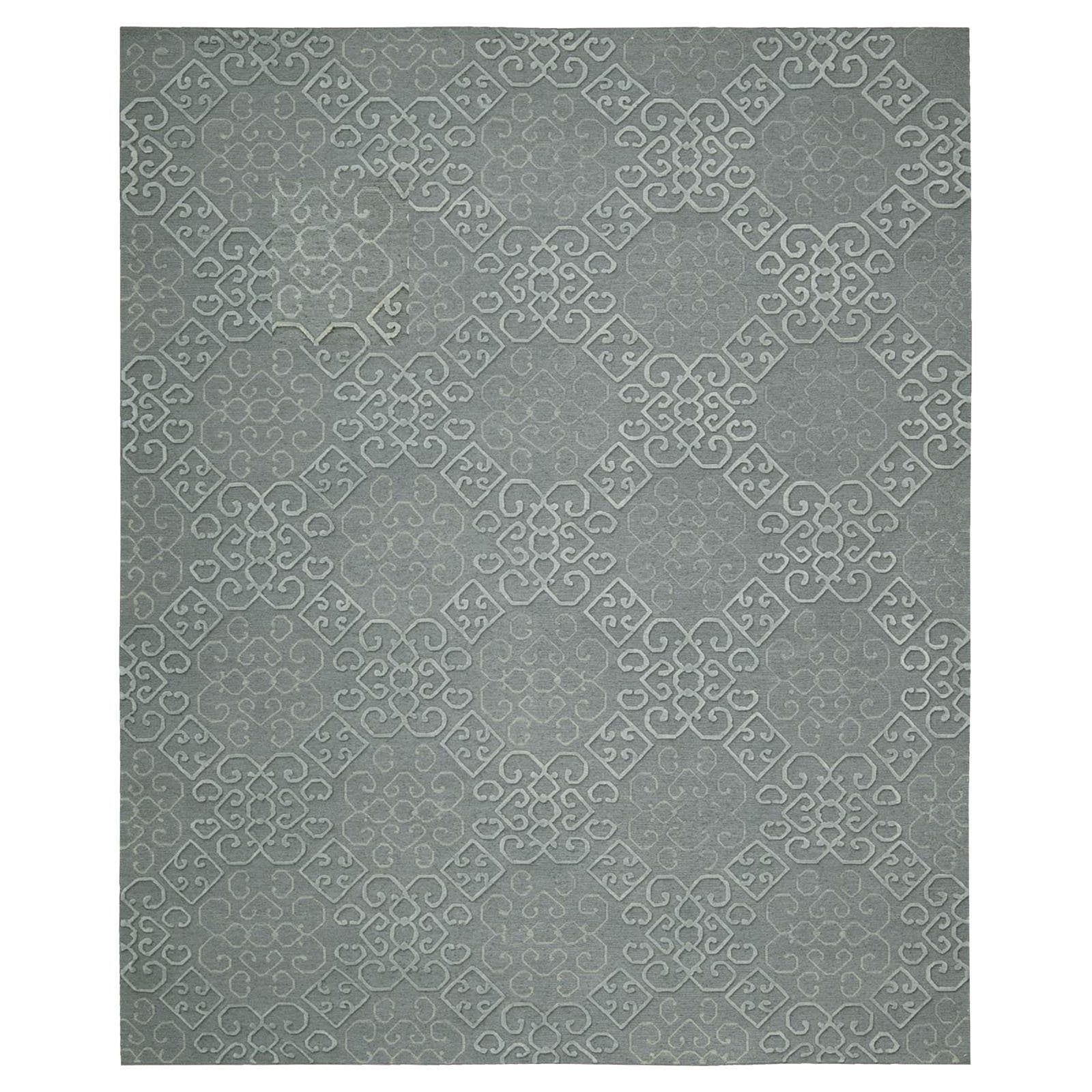 Soumak Weave Elegance Slate Wool 7'9" x 9'9" Area Rug