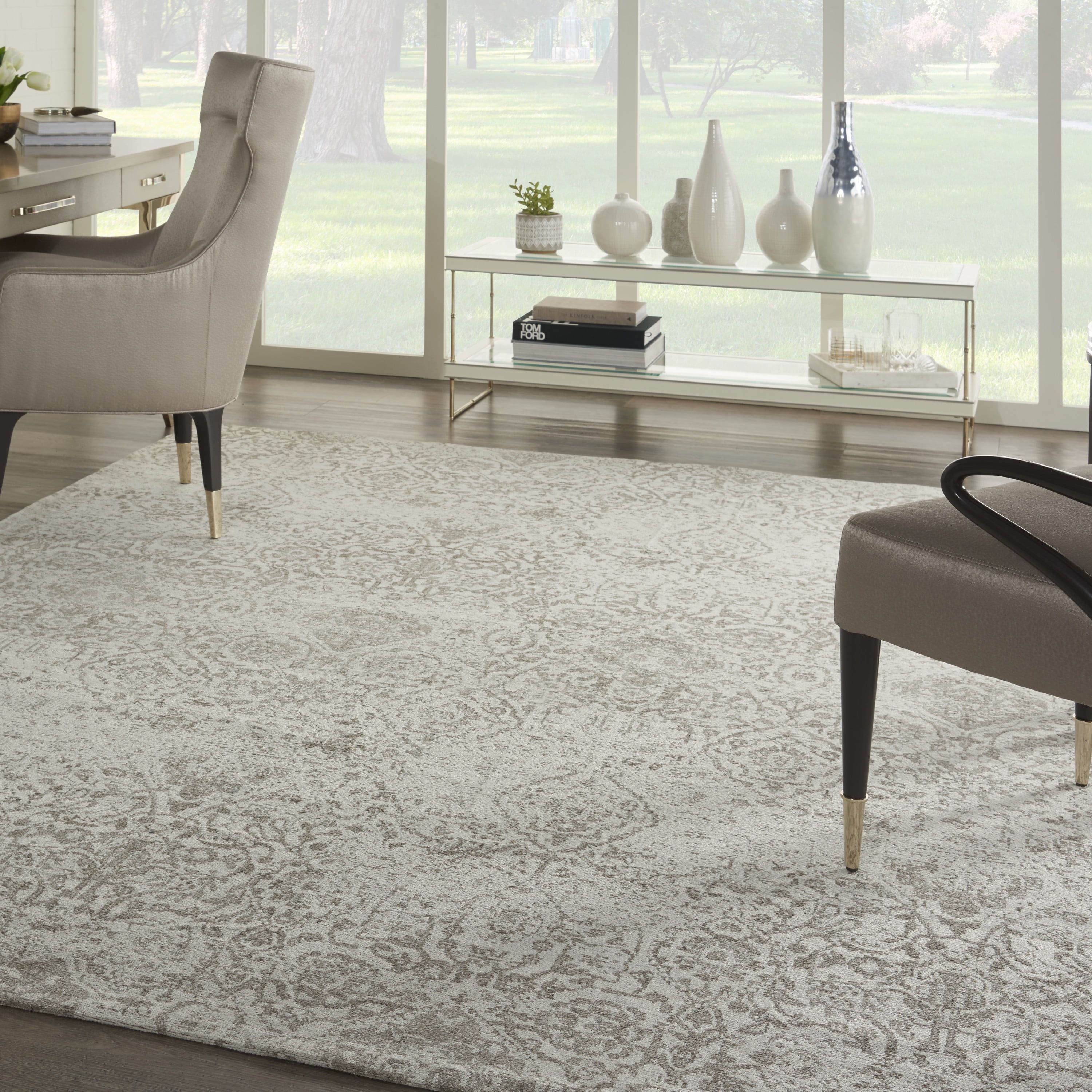 Ivory Medallion Flat Woven Chenille 8' x 10' Area Rug