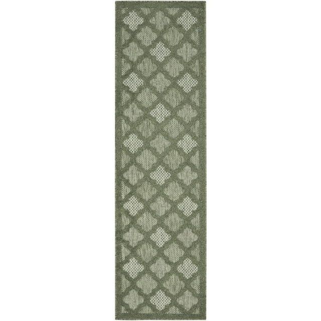 Green Trellis 2 ft x 8 ft Synthetic Runner Rug
