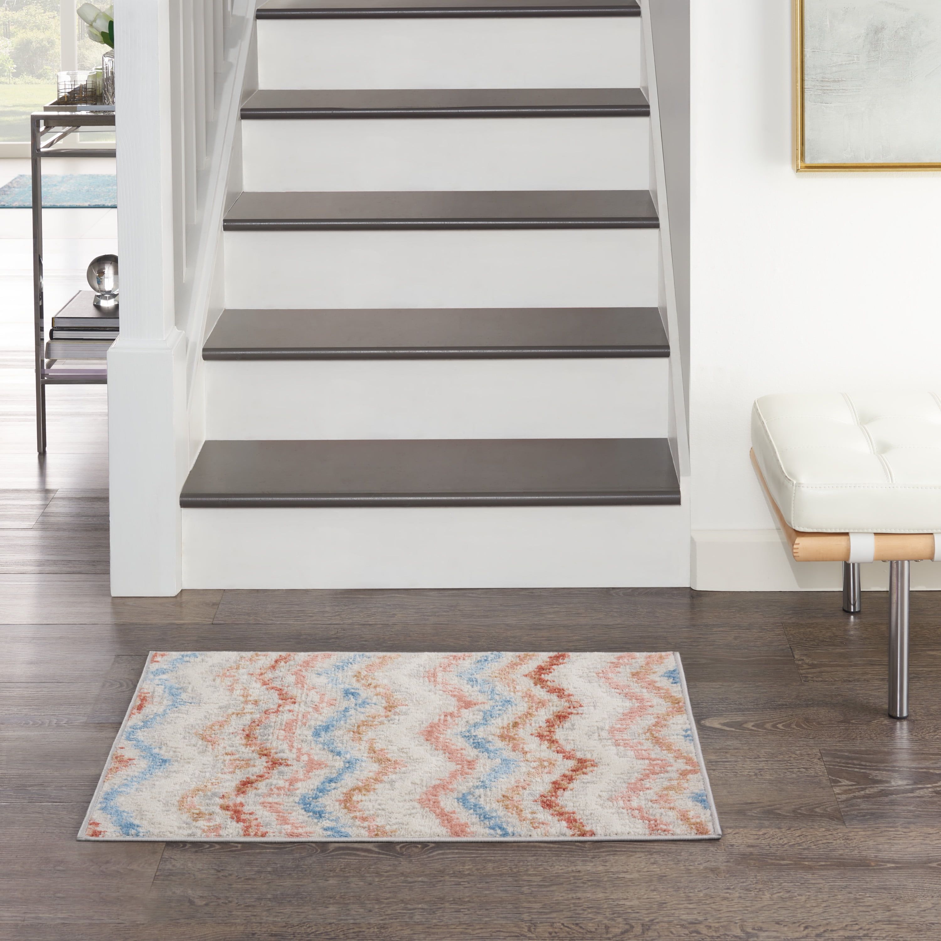 Elation Ivory Multicolor Abstract Synthetic Area Rug - 2' x 3'