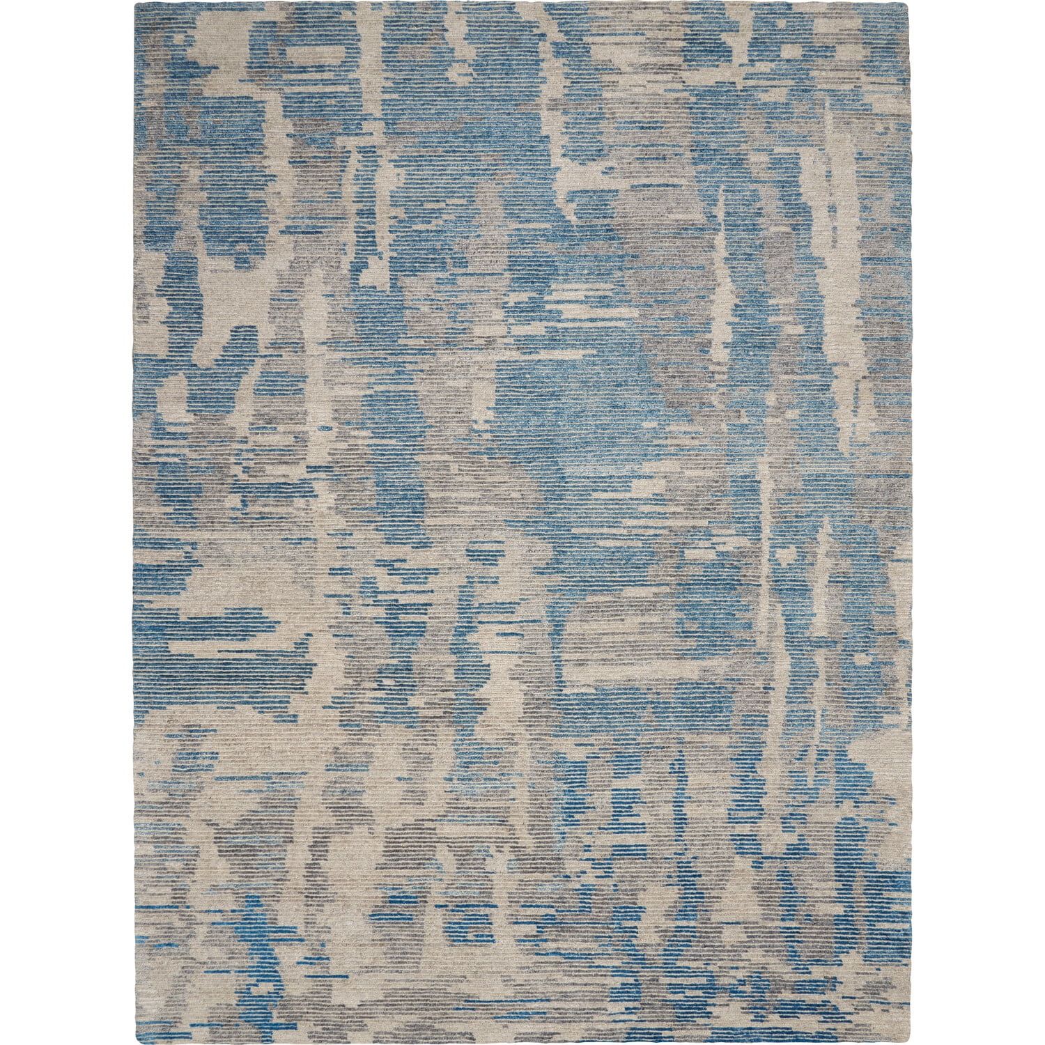 Serenity Abstract 5'6" x 7'5" Hand-Knotted Blue Wool Blend Rug