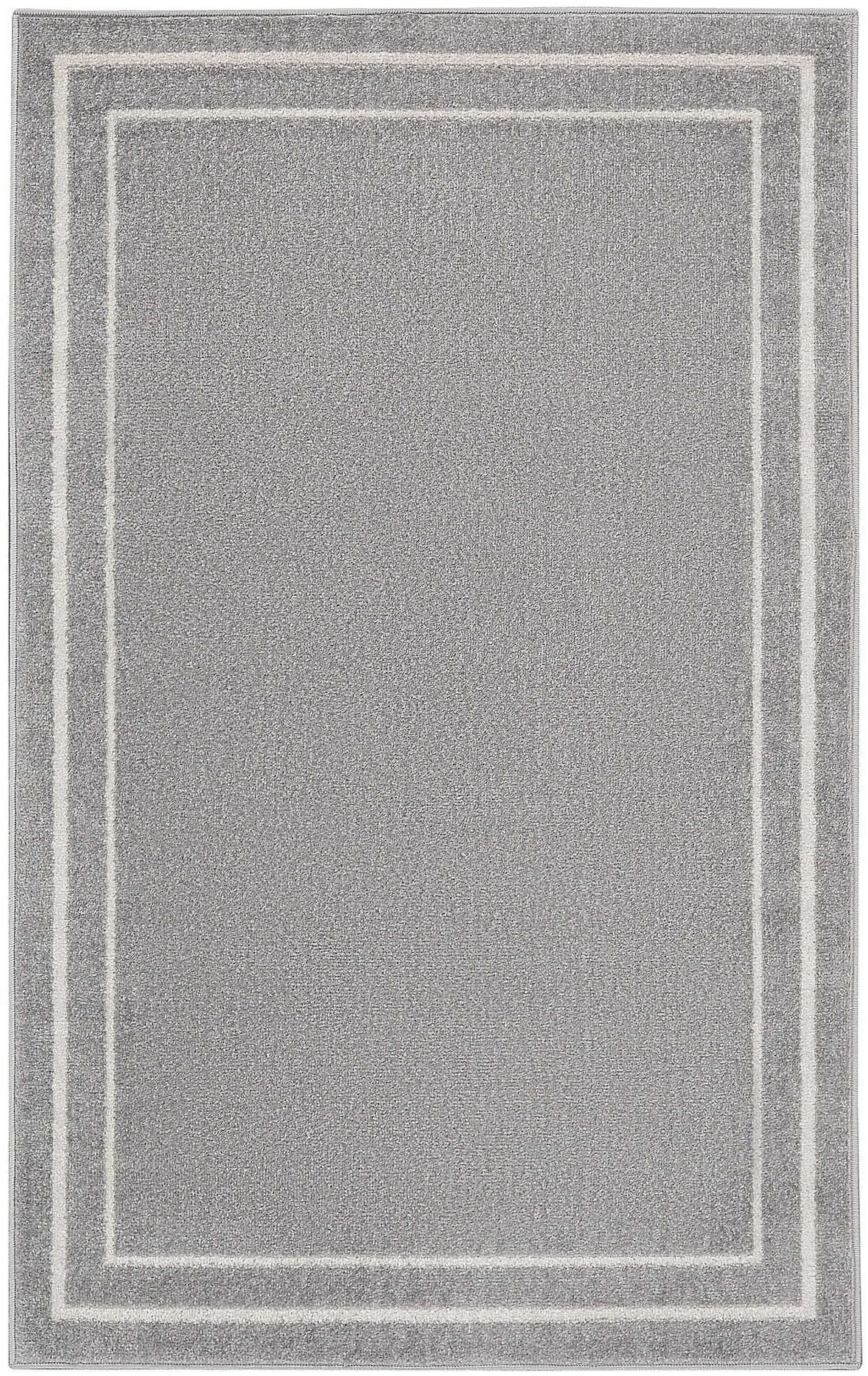 Grey/Ivory 2' x 4' Stain-Resistant Synthetic Area Rug