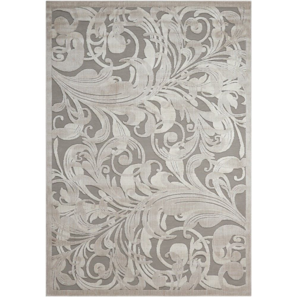 Ivory Floral Wool-Synthetic Blend 4' x 6' Area Rug