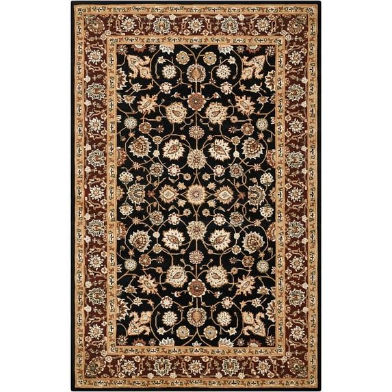 Elegance Noir Hand-tufted Wool & Silk Black Oval Area Rug