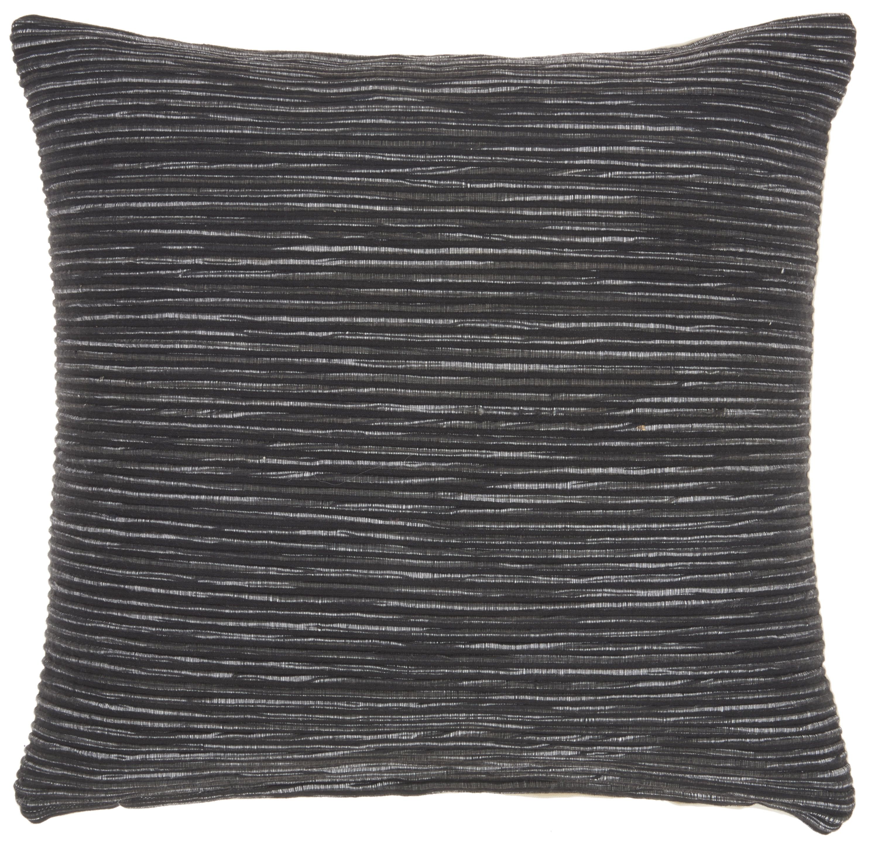 Charcoal Ribbed Cotton Square Throw Pillow 18" x 18"