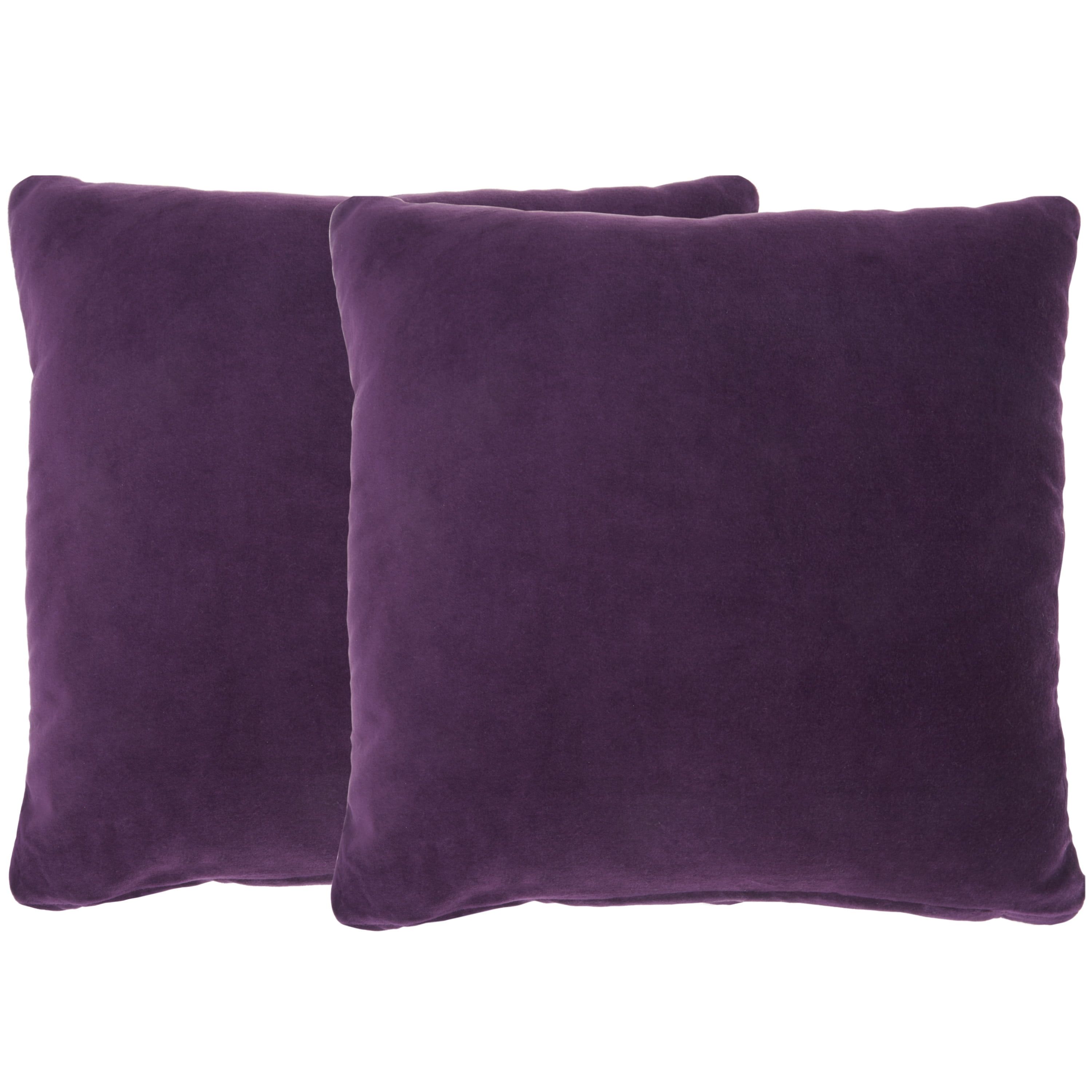 Nourison Purple Velvet 16" Square Pillow Set