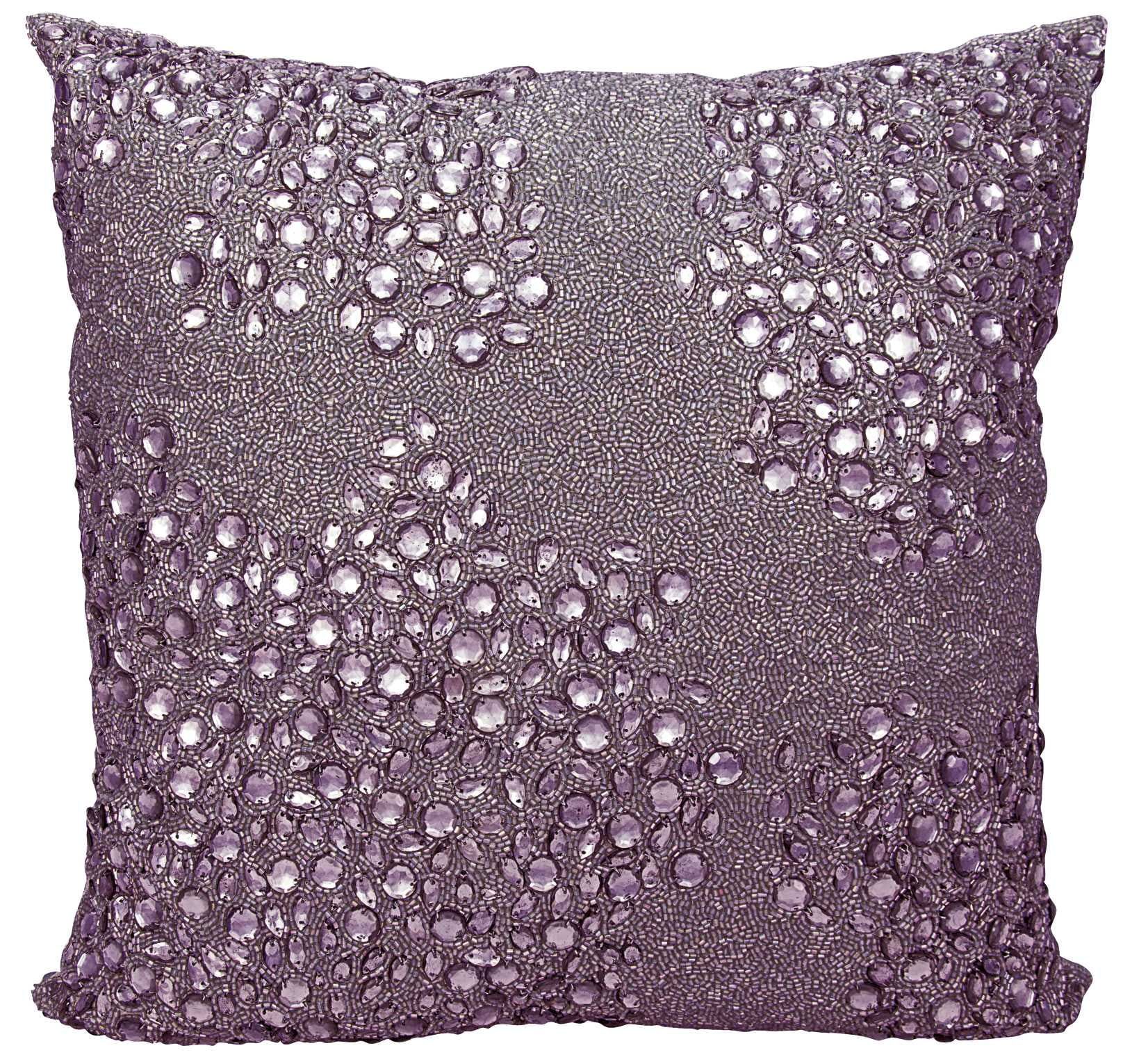 Lavender Sequined Embroidered Square Throw Pillow Set