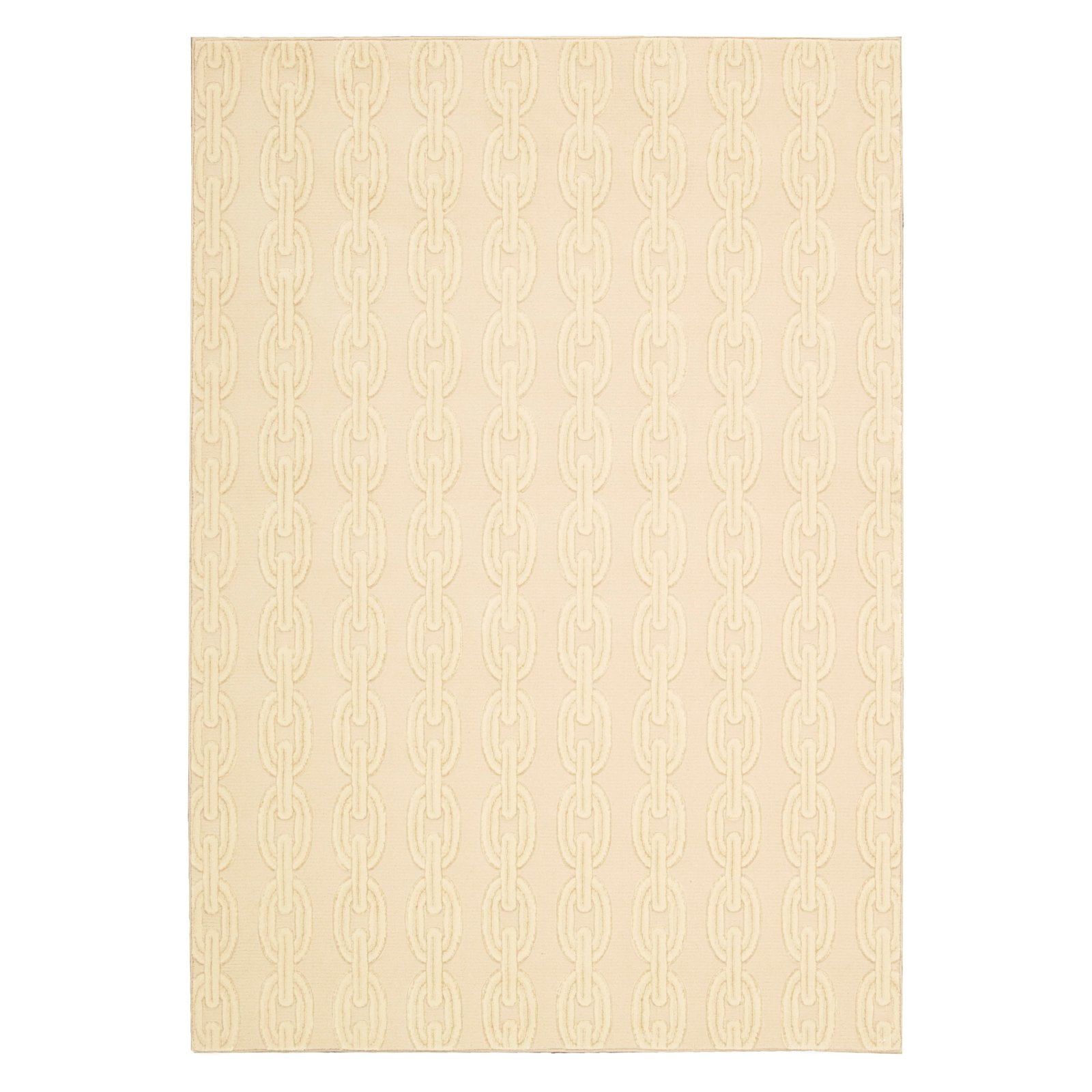 Ivory Wool and Viscose Traditional Runner Rug, 3' x 5'