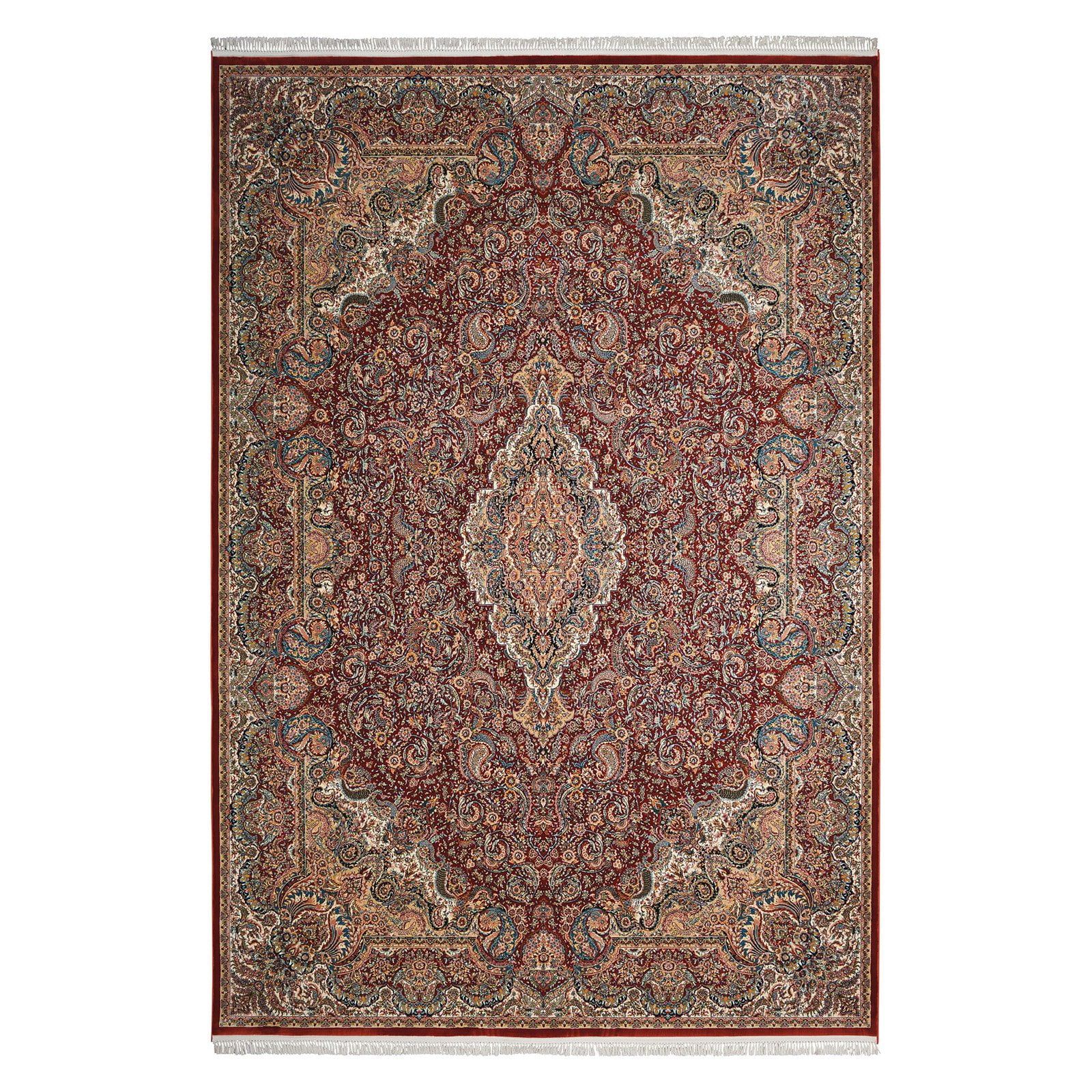 Terracotta Floral Synthetic Rectangular Area Rug