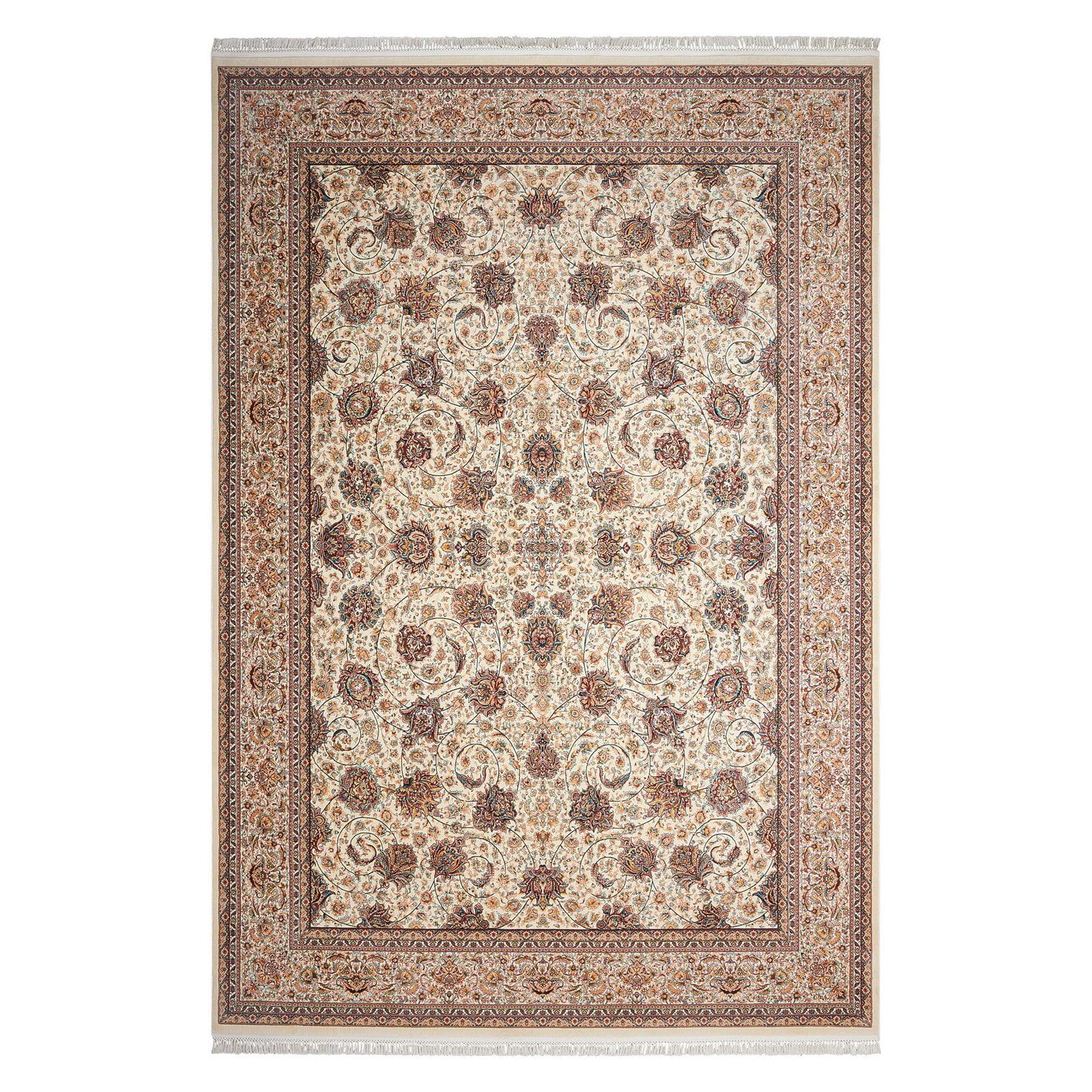 Traditional Floral Cream Synthetic Area Rug - 7'10" x 10'10"