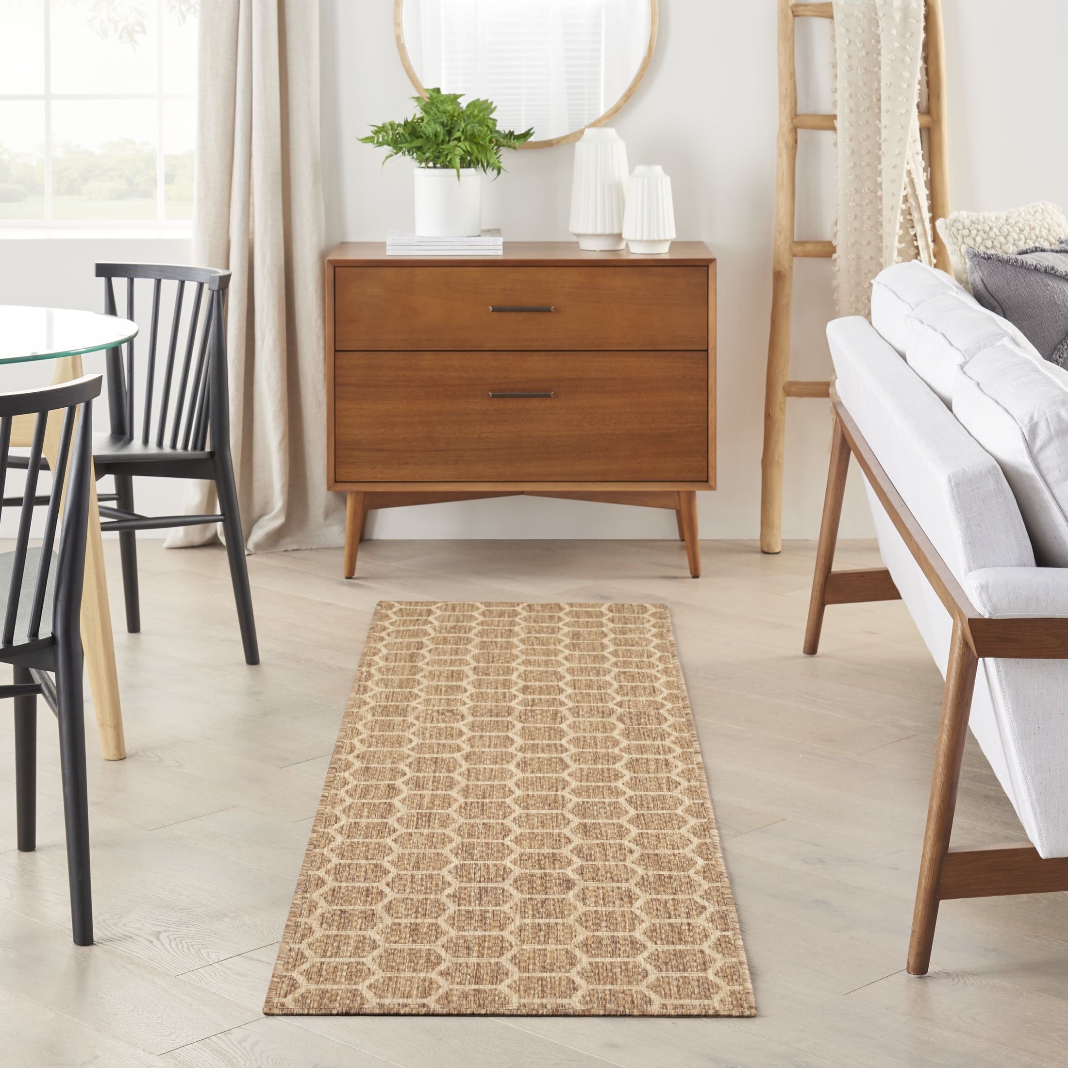 Natural Geometric Flat Woven Reversible Runner Rug 2' x 6'