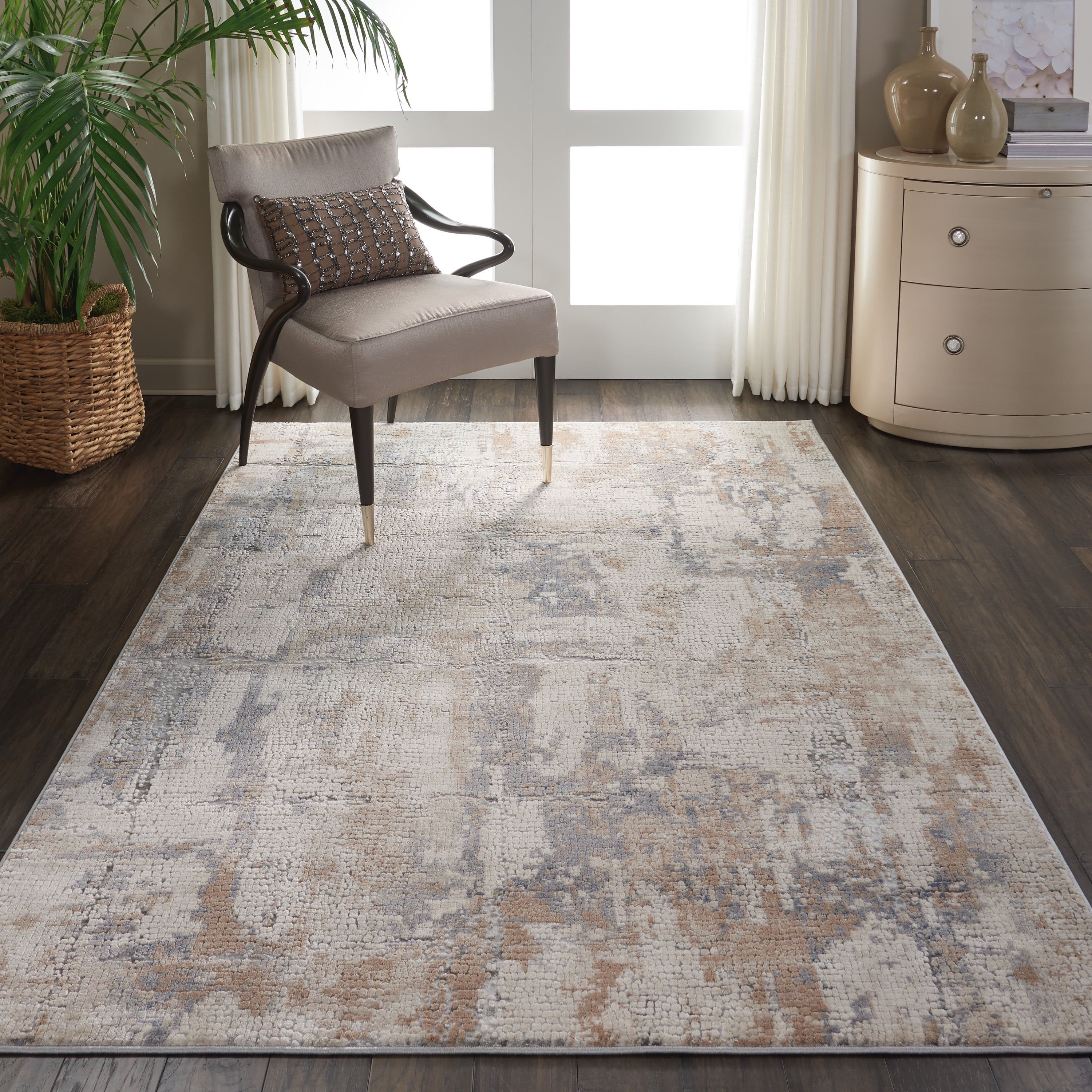 Clayton Abstract Beige & Grey Soft Synthetic 3'11" x 5'11" Area Rug