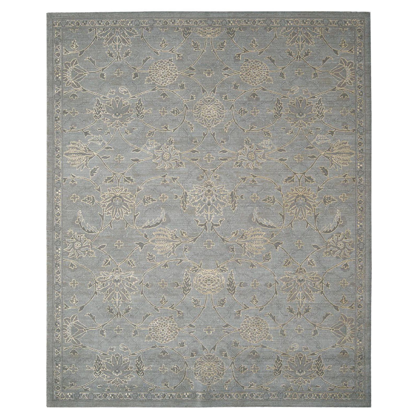 Ethereal Blue Silk & Wool 7'9" x 9'9" Abstract Area Rug