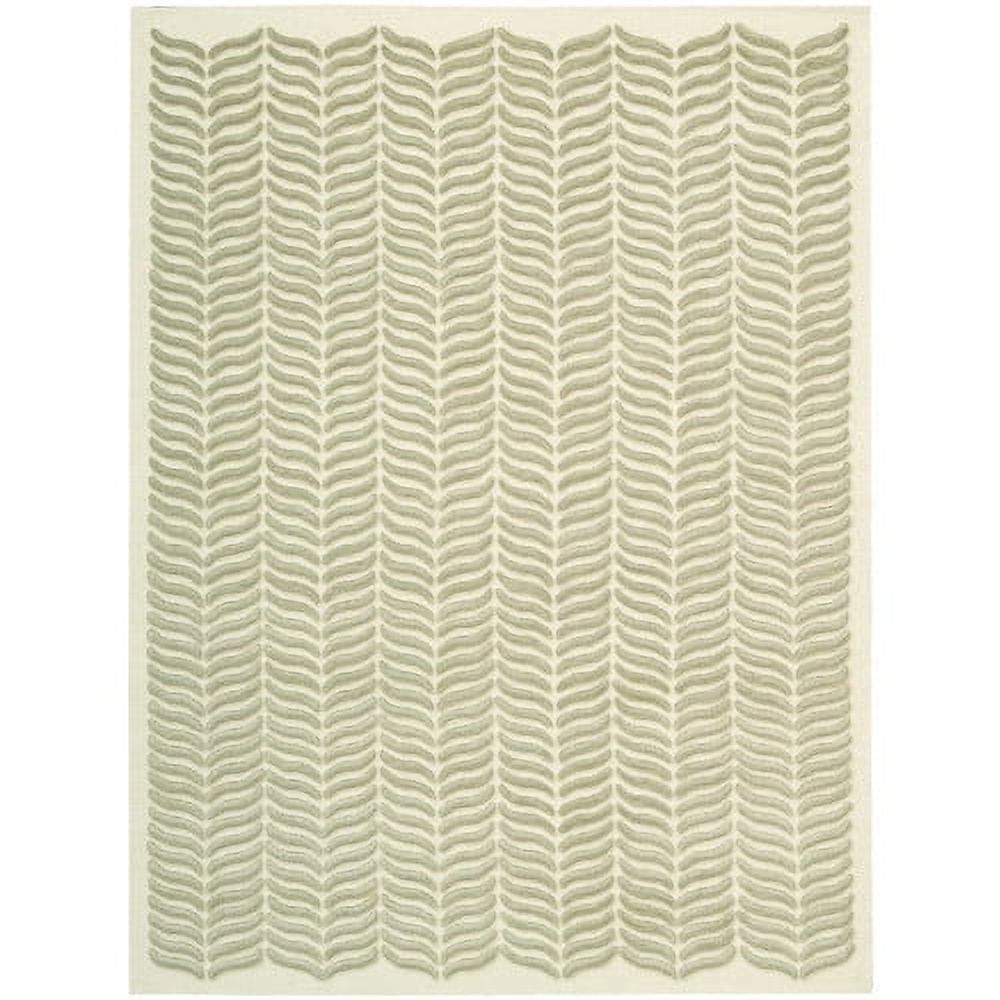 Handwoven Traditional Green Rectangular Wool Blend Rug