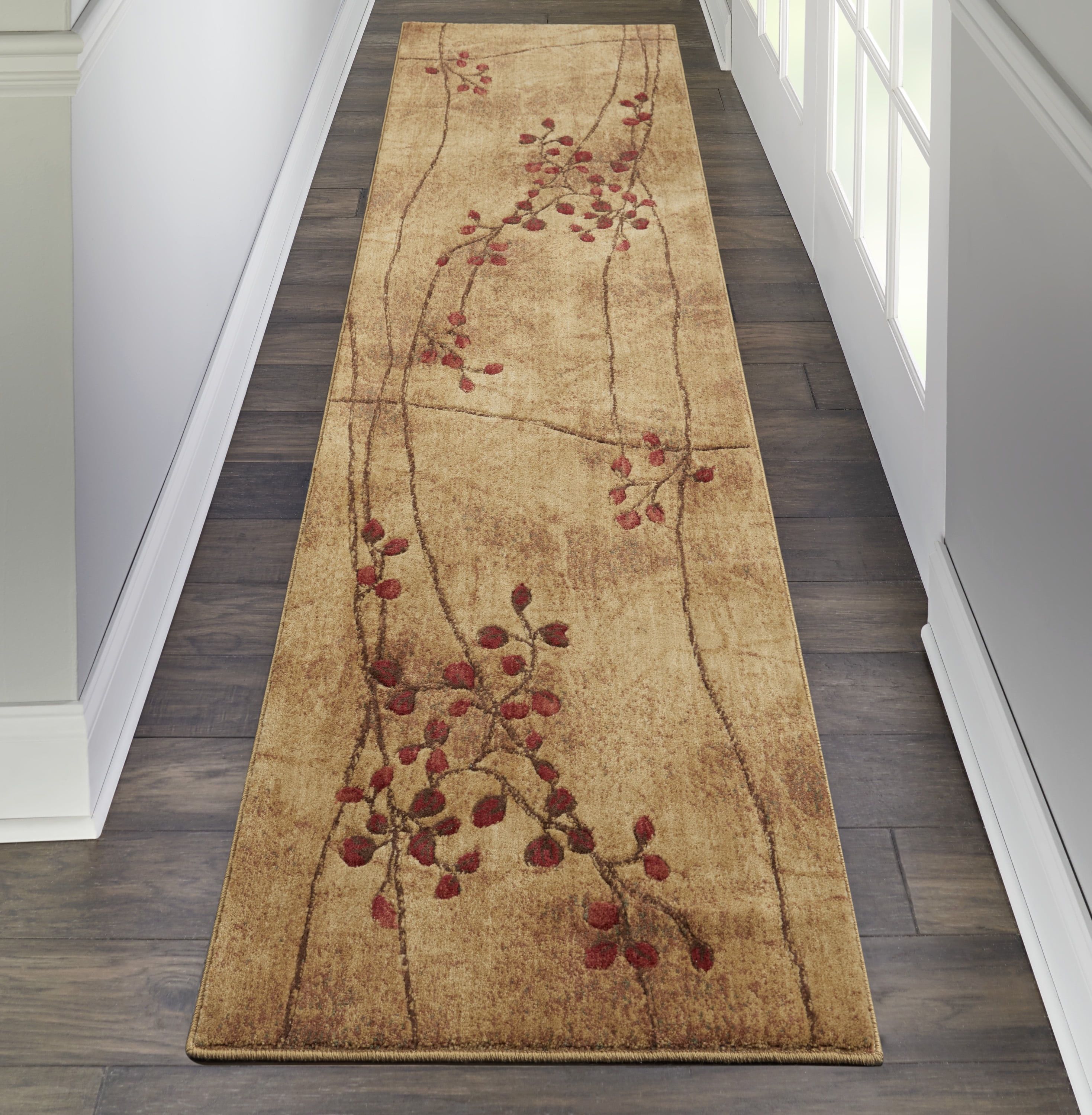 Latte and Taupe Wool Blend Stain-Resistant Area Rug