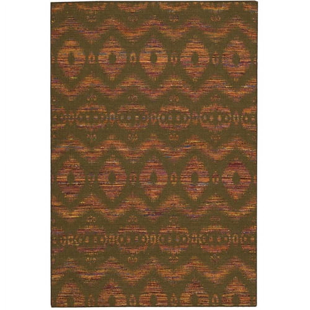 Handmade Orange and Brown Wool Silk Ikat Runner Rug