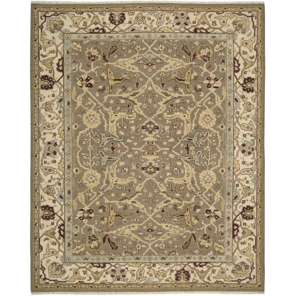 Handmade Floral Mushroom Wool Rectangular Rug 9' x 12'