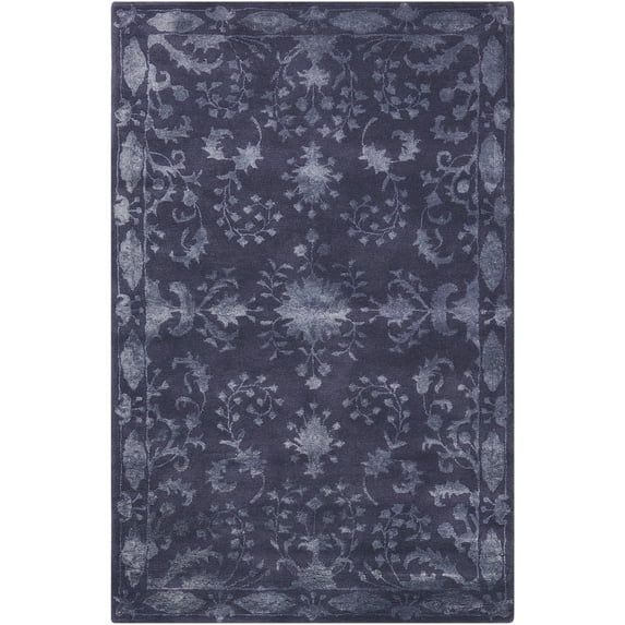 Handmade Indigo Symphony Rectangular Wool & Viscose Rug