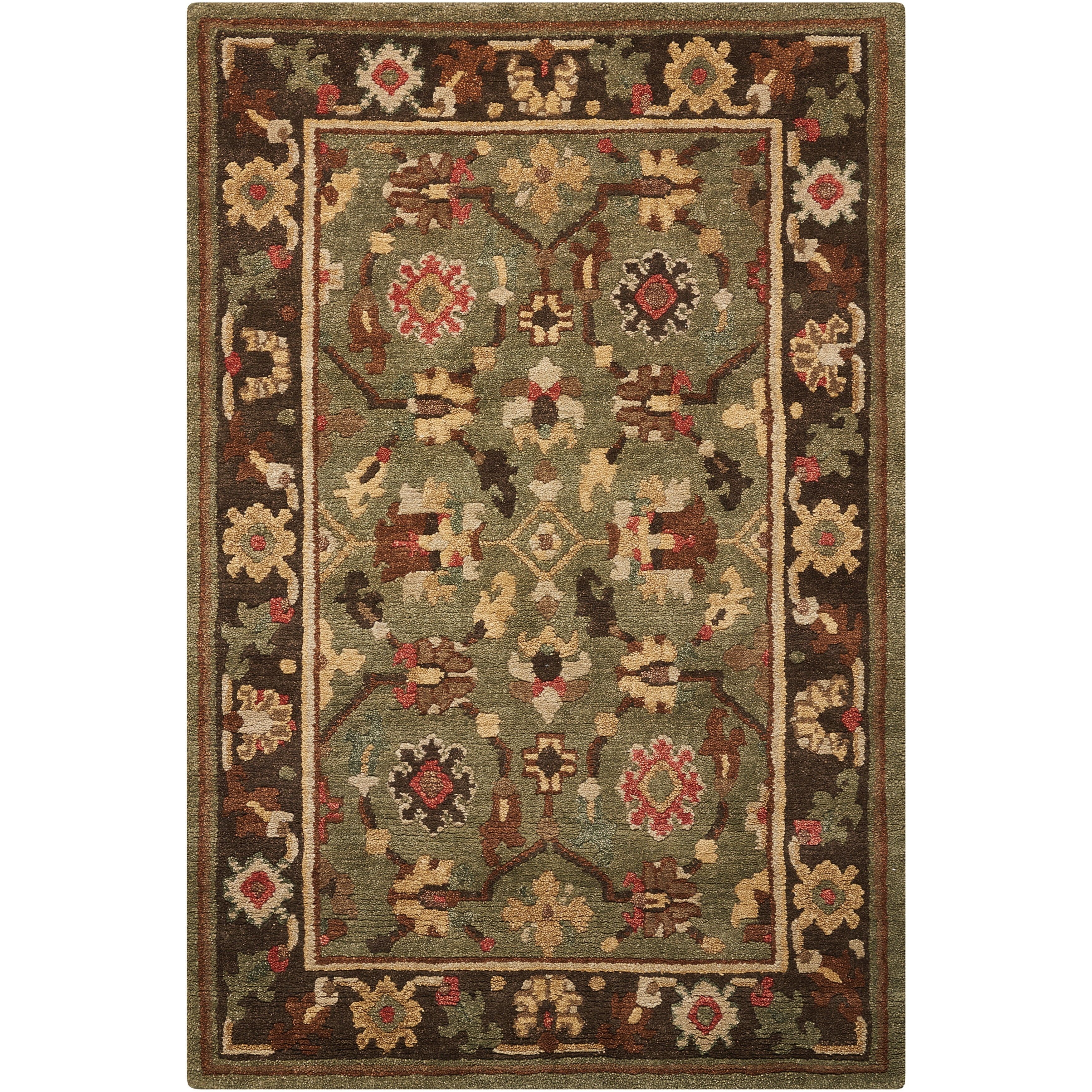 Green Hand-Knotted Wool Tribal Area Rug, 8'6" x 11'6"