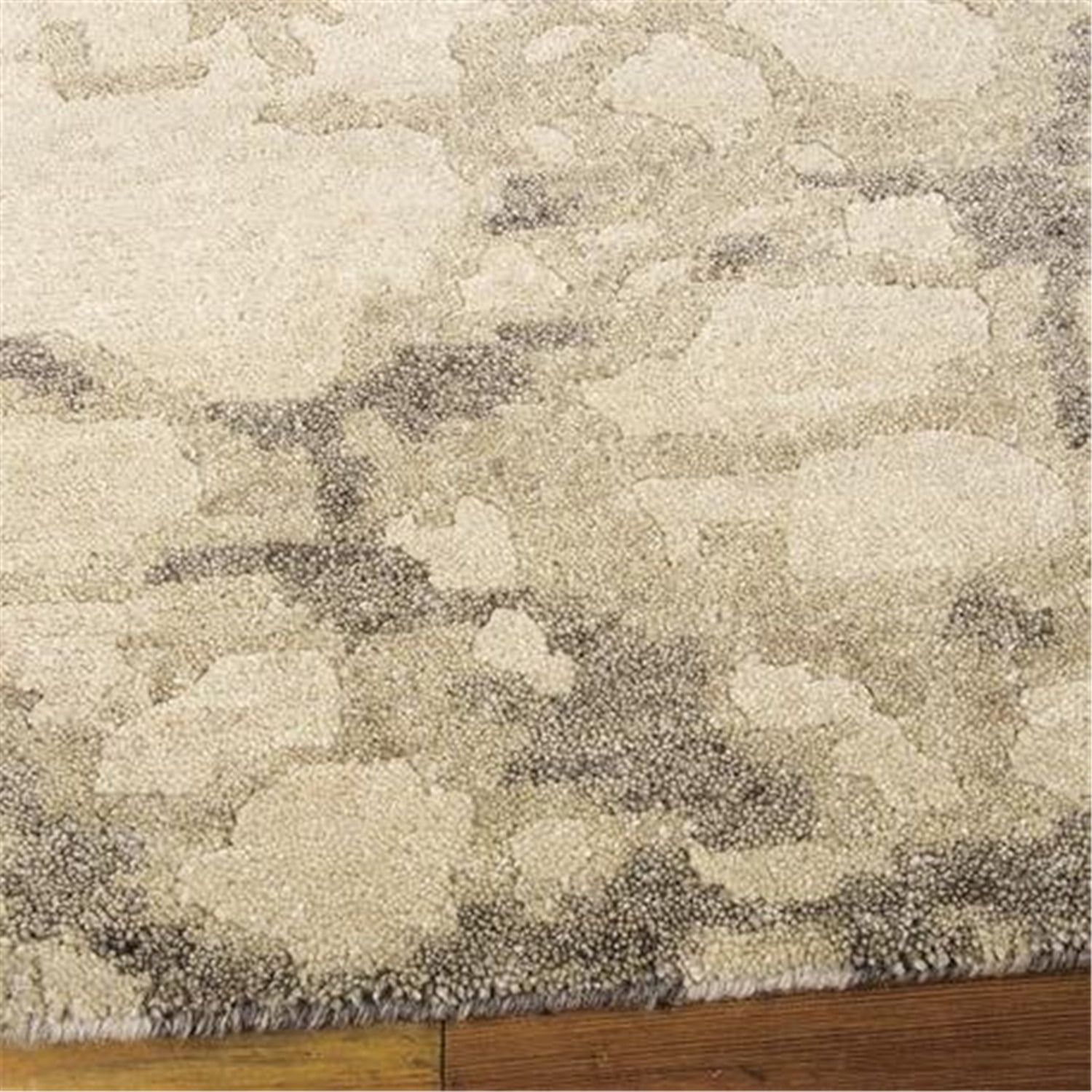 Handmade Linen Grey Wool Abstract 7'9" x 9'9" Area Rug
