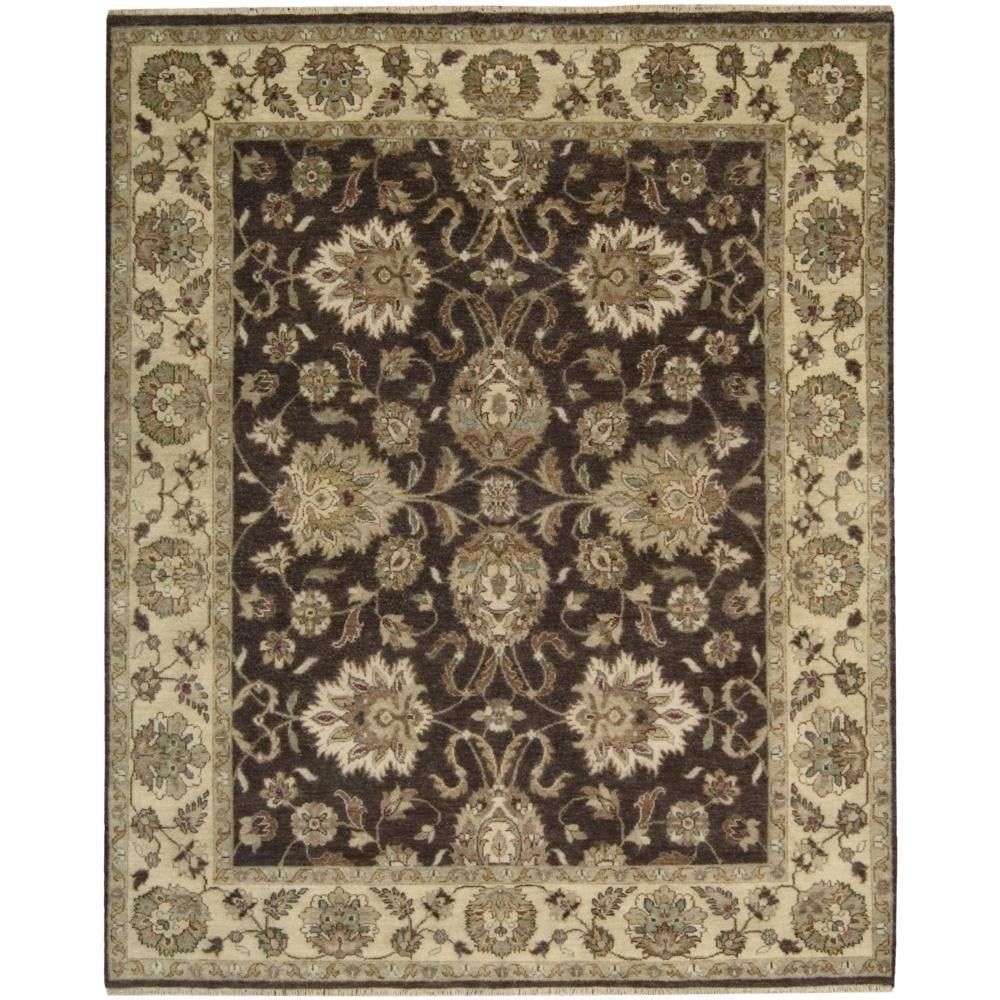 Tajik Chocolate Hand-Knotted Wool 5'6" x 8' Rectangular Rug