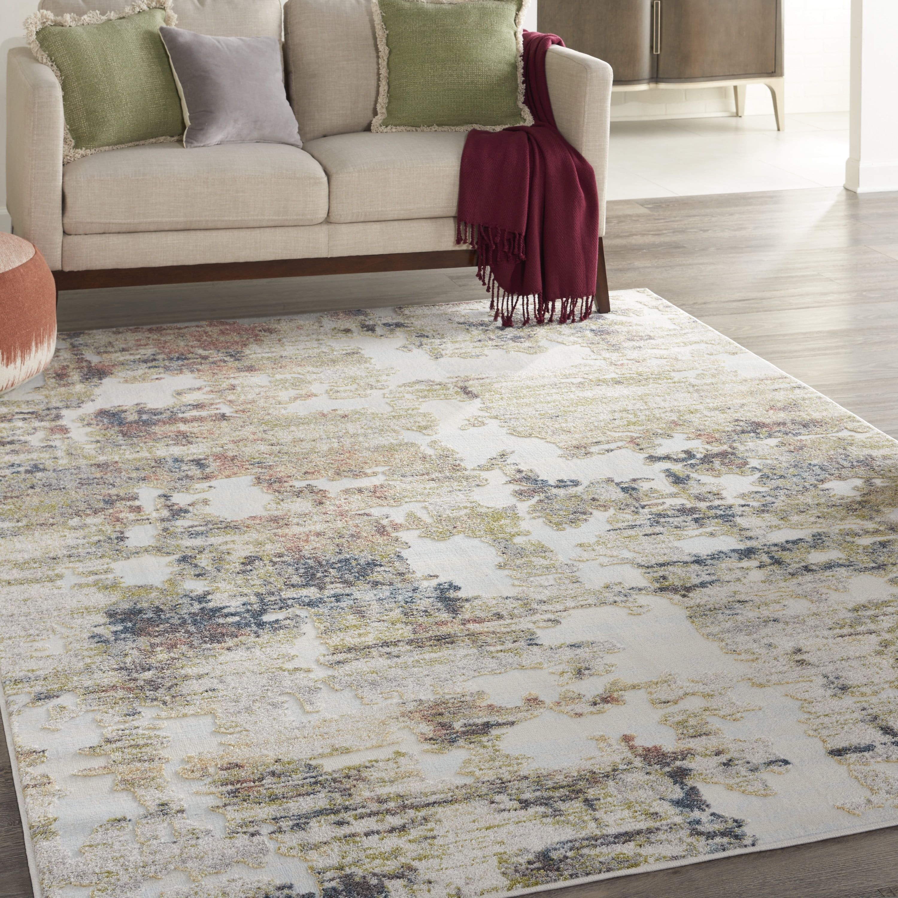 Ivory Abstract 6' x 9' Synthetic Area Rug