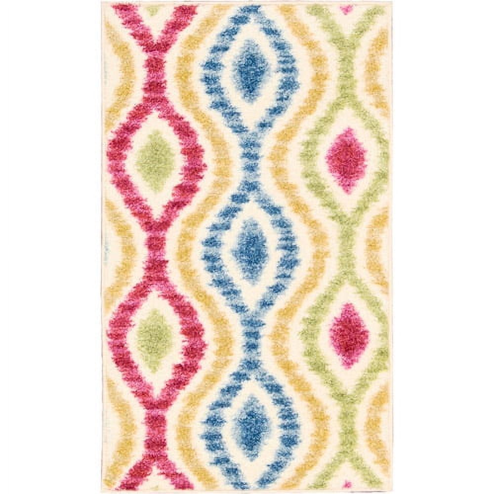 Lipstick and Multicolor Polyester Floral Rectangular Area Rug