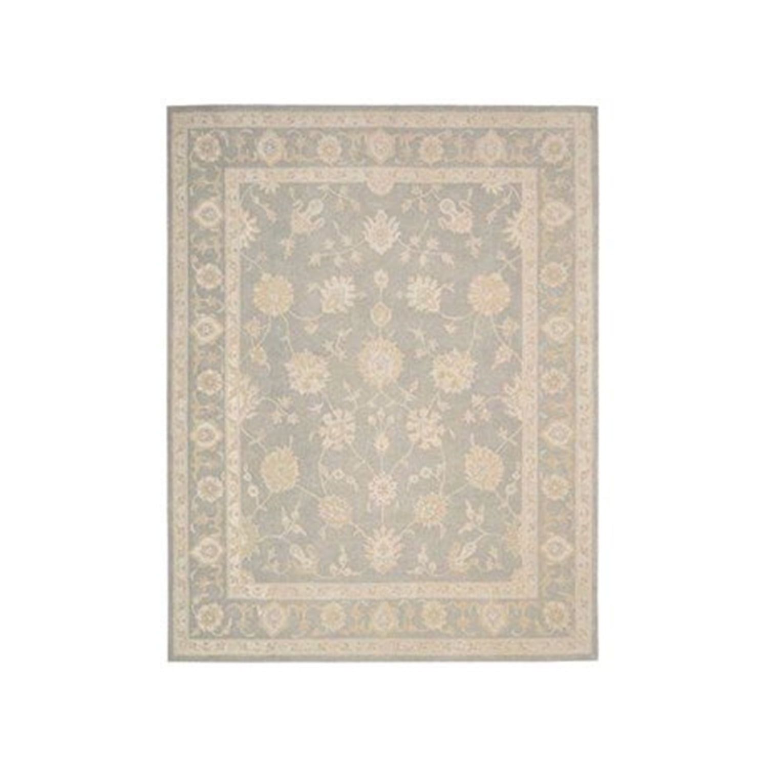 Handmade Light Taupe Floral Wool 8' x 10' Area Rug