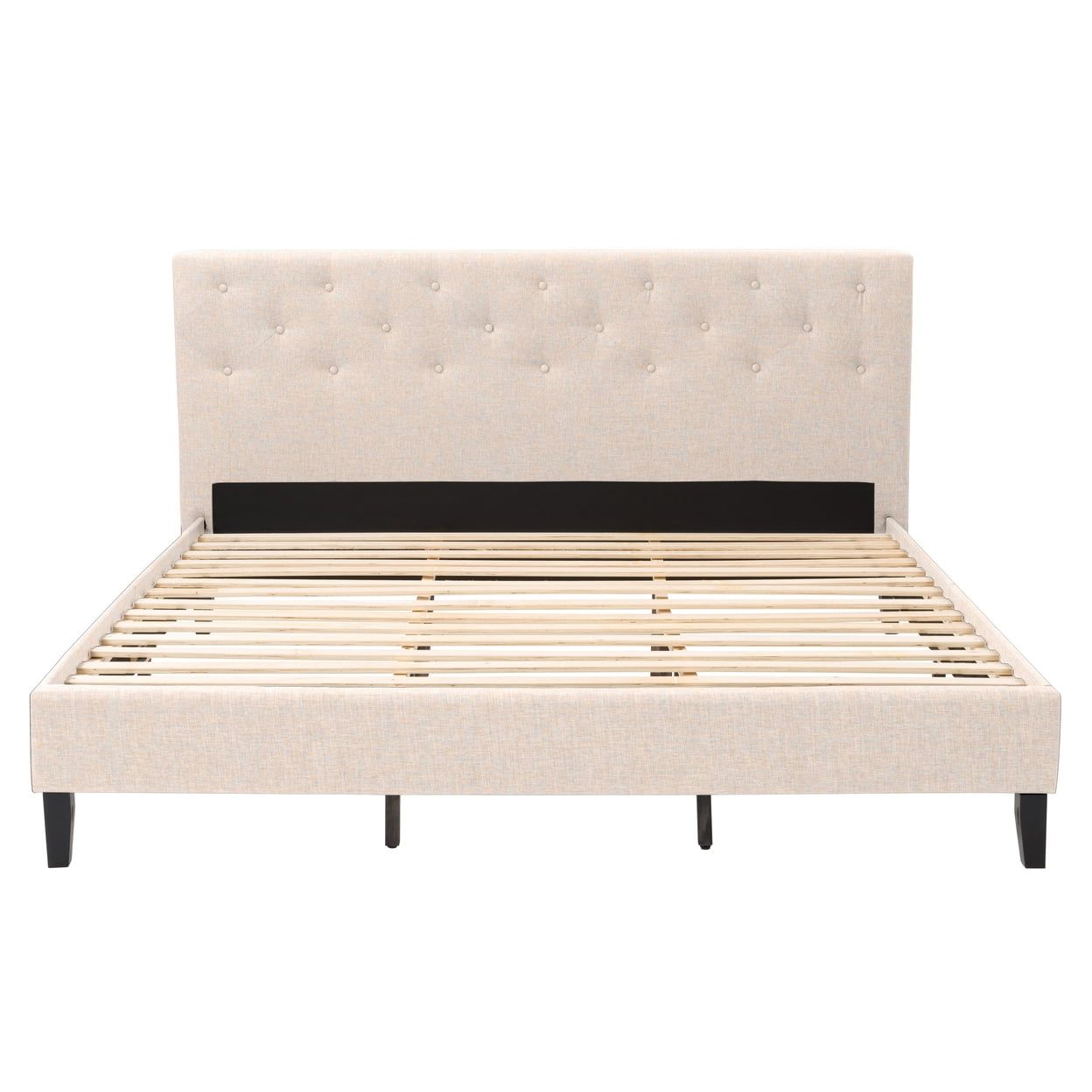 King-Sized Nova Ridge Cream Tufted Upholstered Platform Bed