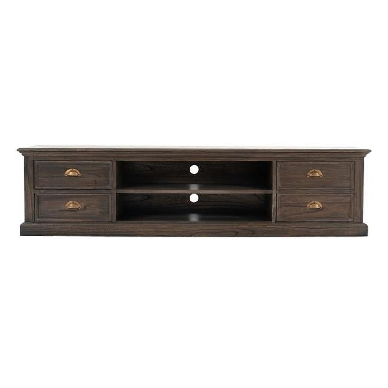 Halifax Mindi Black Wash Rustic Low Profile TV Stand with Cabinet