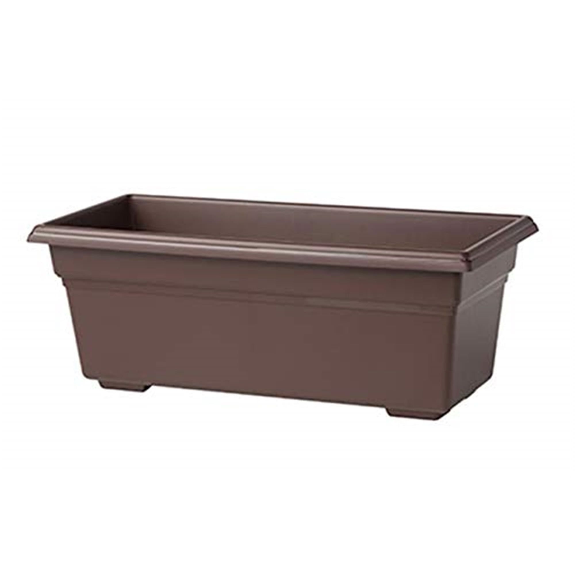 Brown 24-Inch Matte Finish Plastic Flower Box Planter