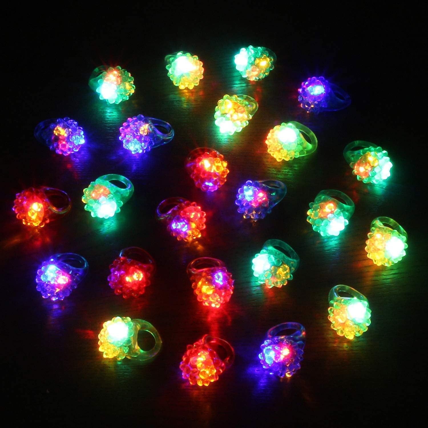 Multicolor Flashing LED Bumpy Jelly Rings Party Pack