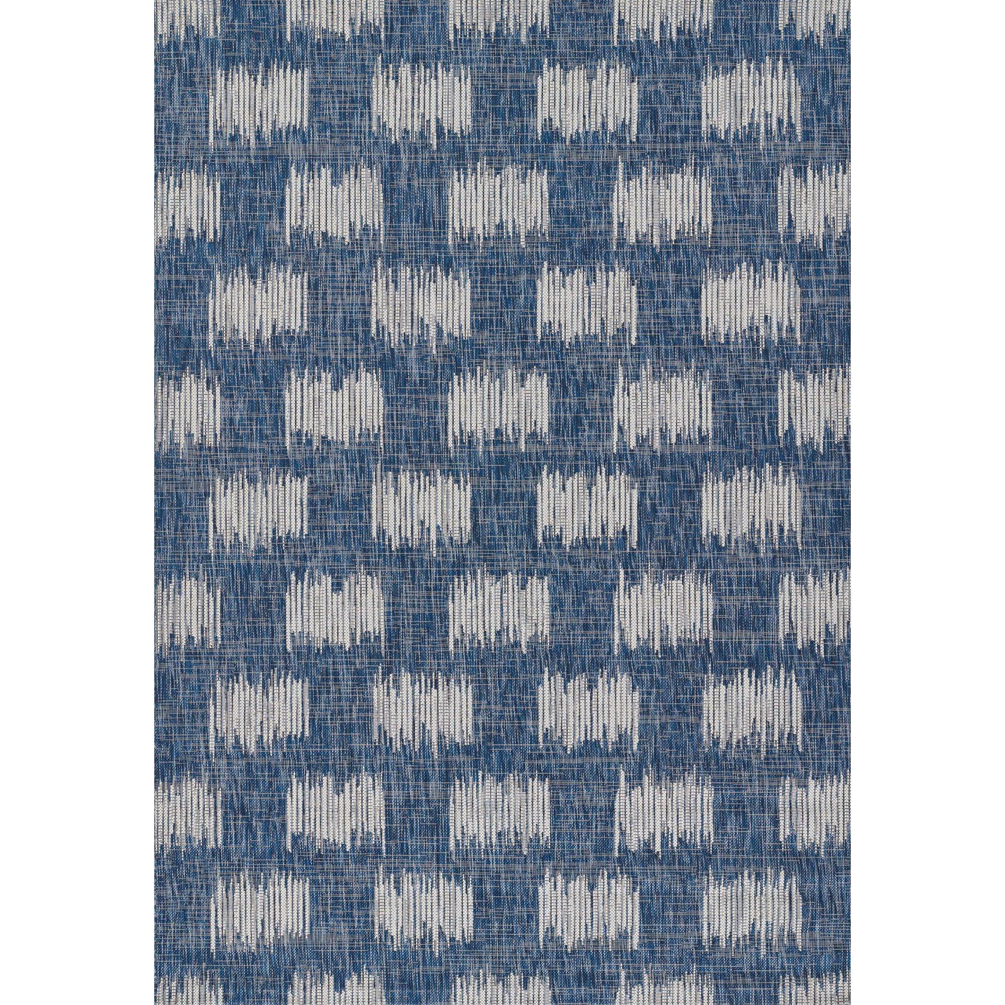 Chambray Blue Geometric 36"x24" Washable Outdoor Rug