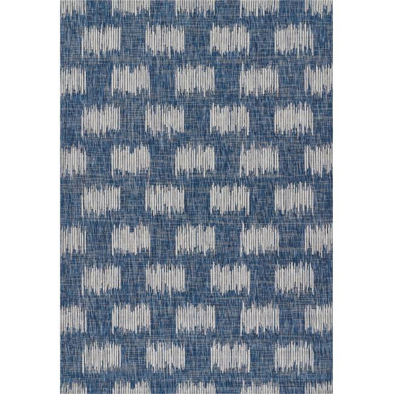 Blue Geometric Synthetic Rectangular Washable Rug 9'3" x 12'6"