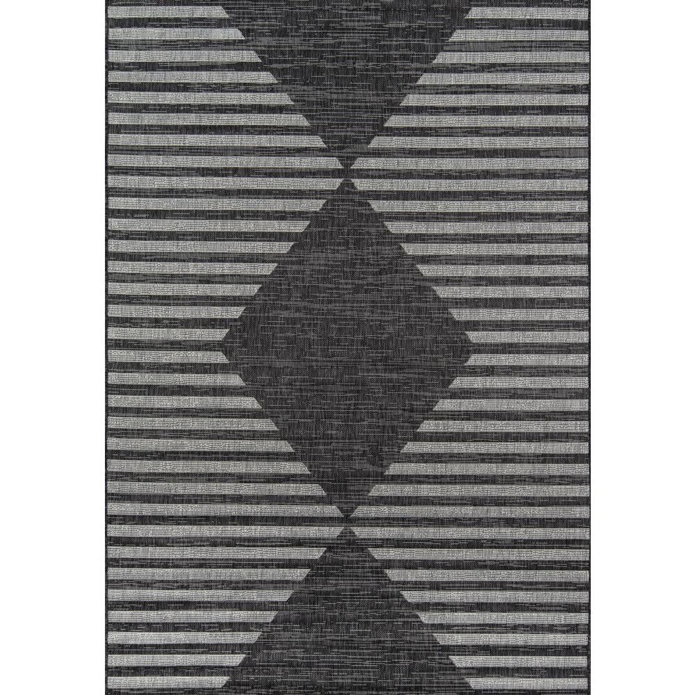 Charcoal Geometric Flat Woven Synthetic Indoor/Outdoor Rug 9'3" x 12'6"