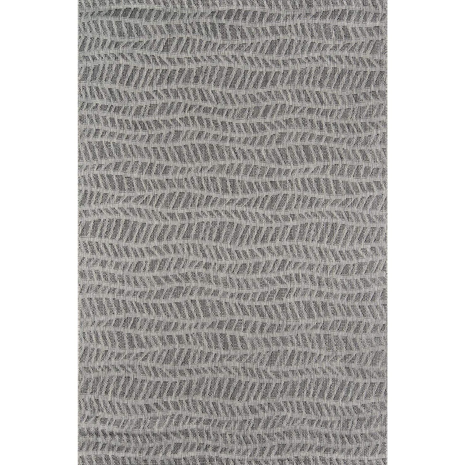 Gray Geometric Braided Indoor/Outdoor Runner Rug