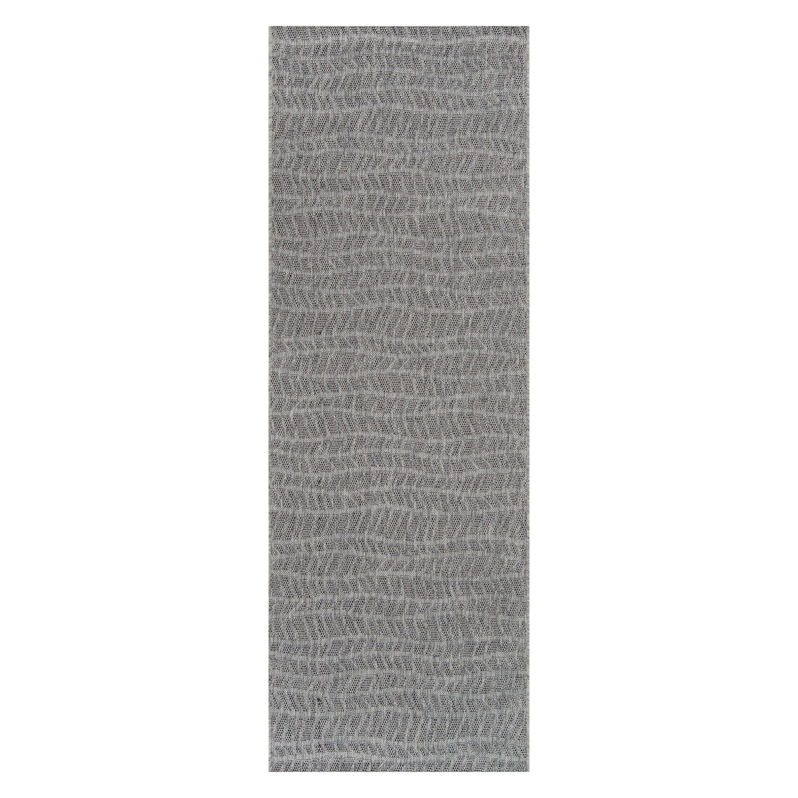 Gray Geometric Braided Indoor/Outdoor Runner Rug